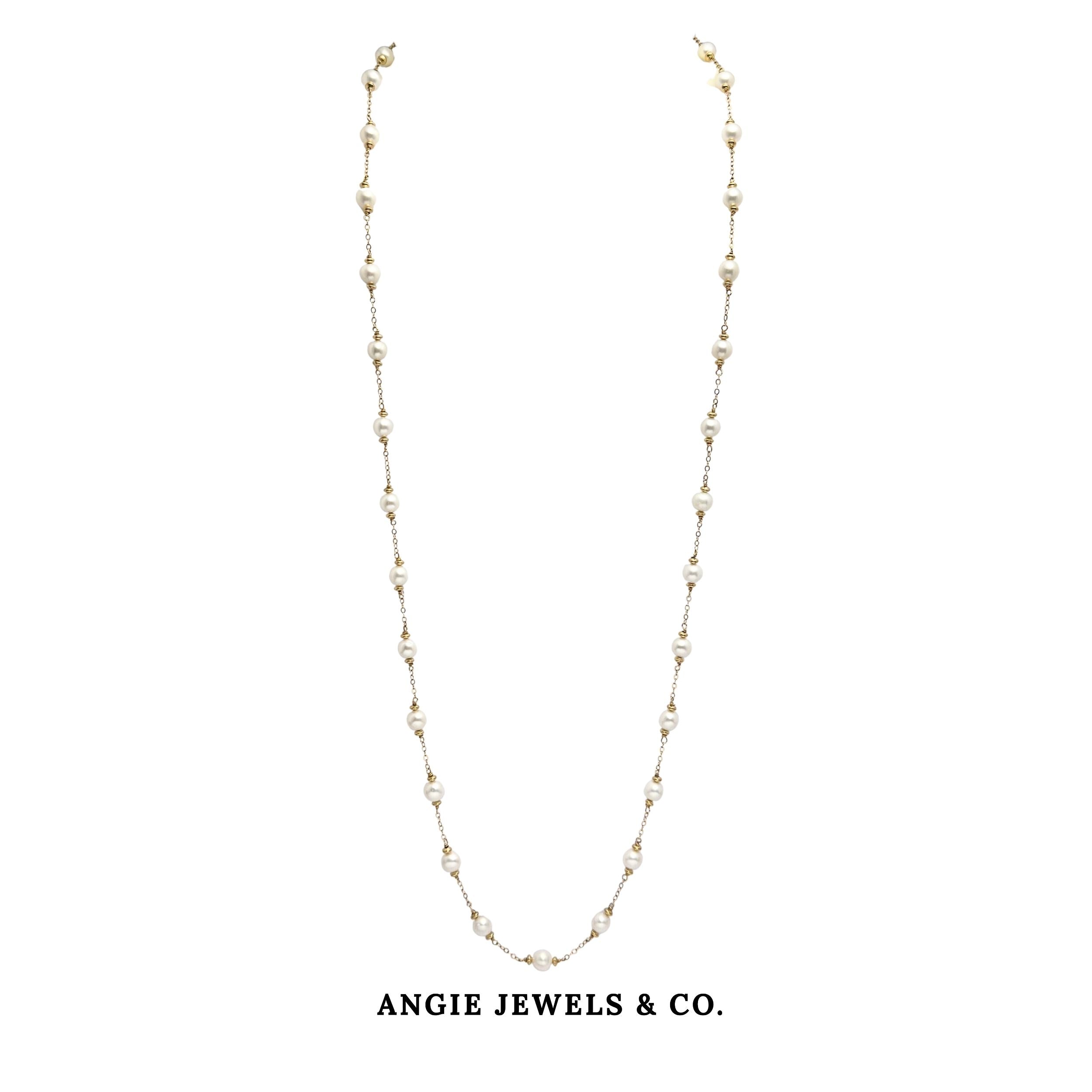 Bella Petite Epasse Endless White Freshwater Pearl Necklace With 14K Gold Filled