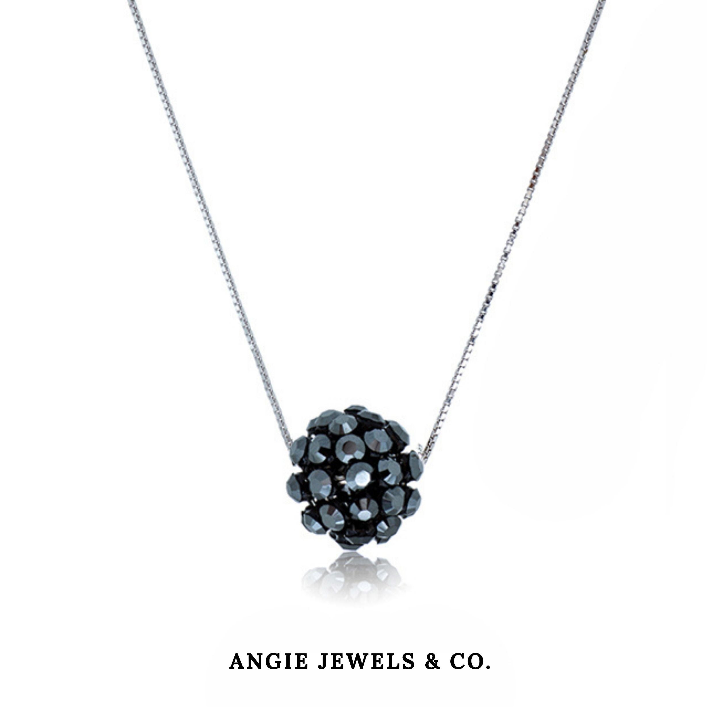 Big Black Diva Ball Pendant Necklace Glam