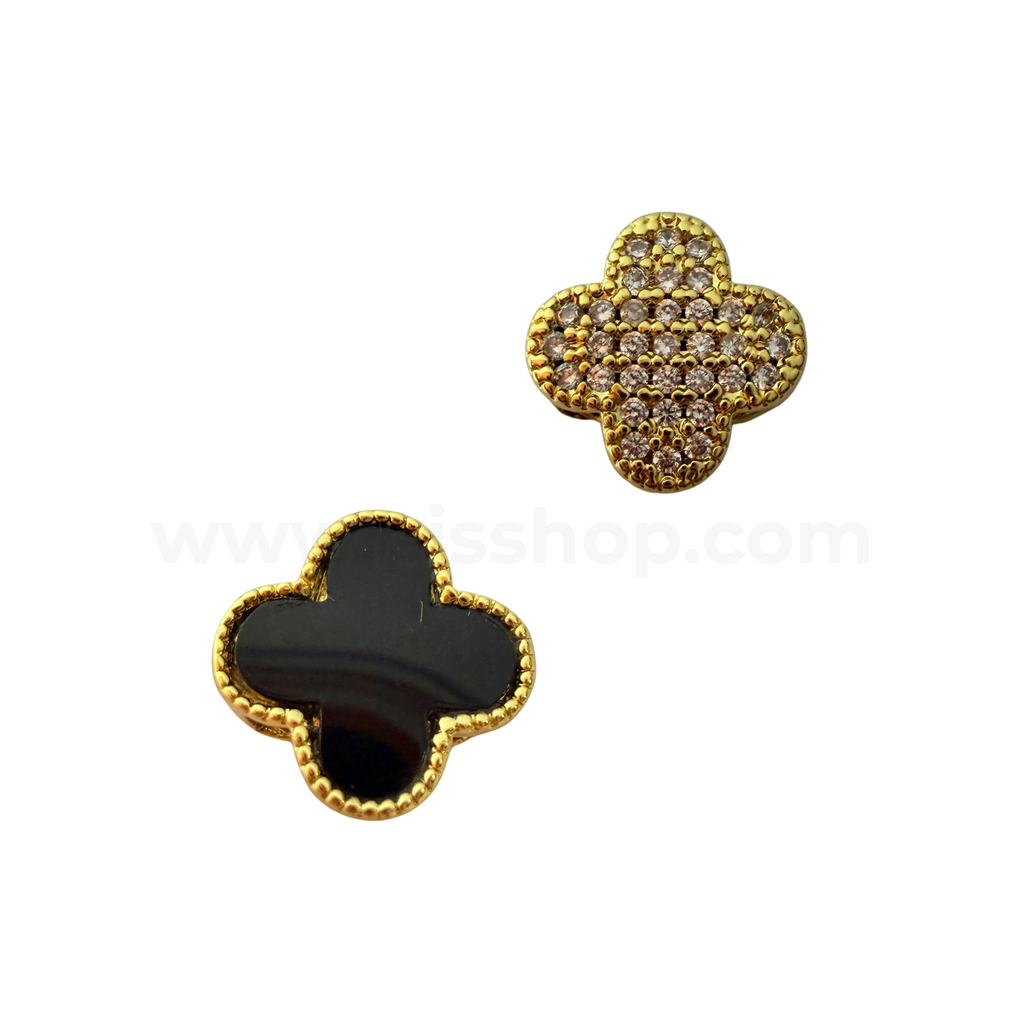 Clover Spacer with Zircon-Black Onyx