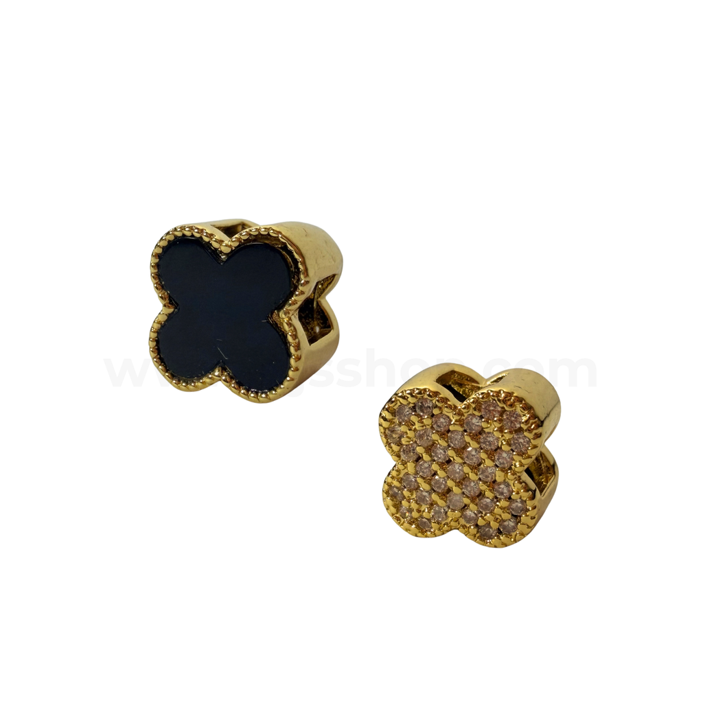 Clover Spacer with Zircon-Black Onyx
