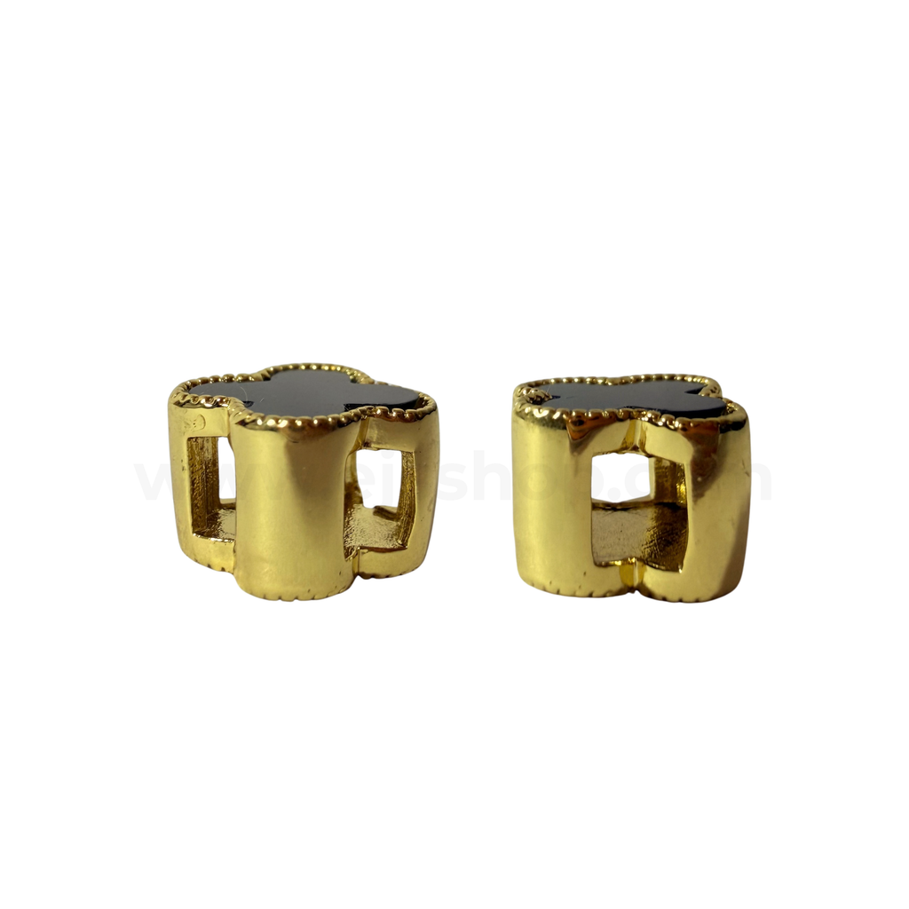 Clover Spacer with Zircon-Black Onyx