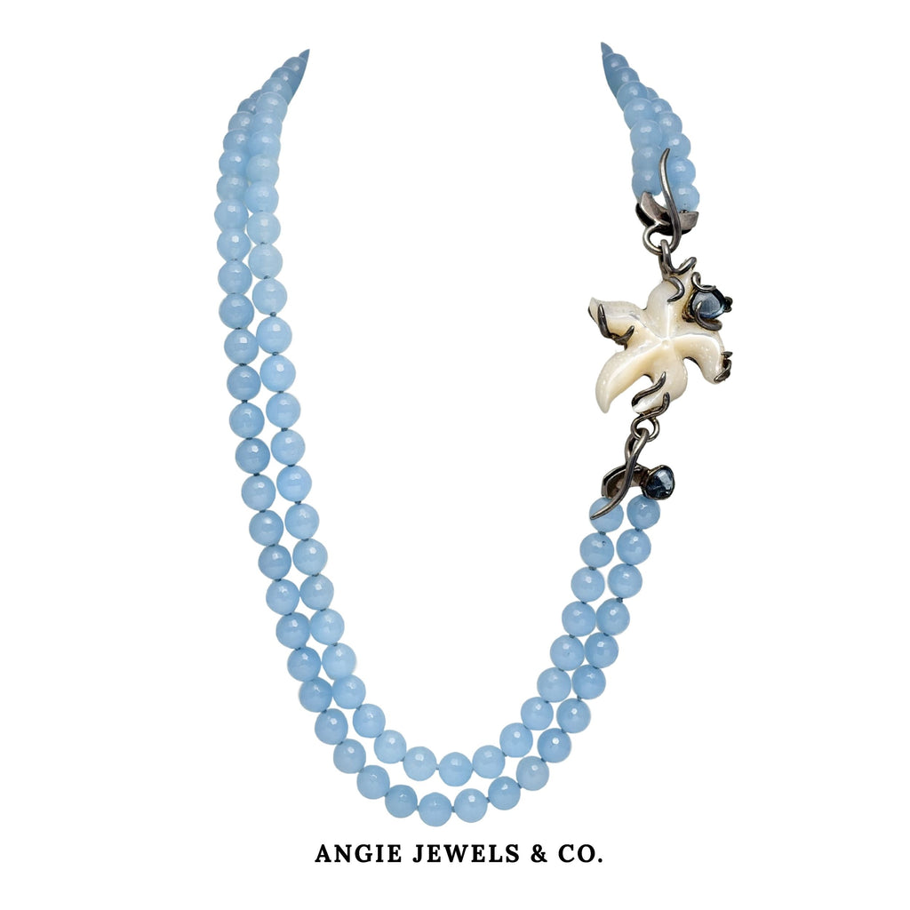 Blue Ocean Starfish Blue Topaz Necklace