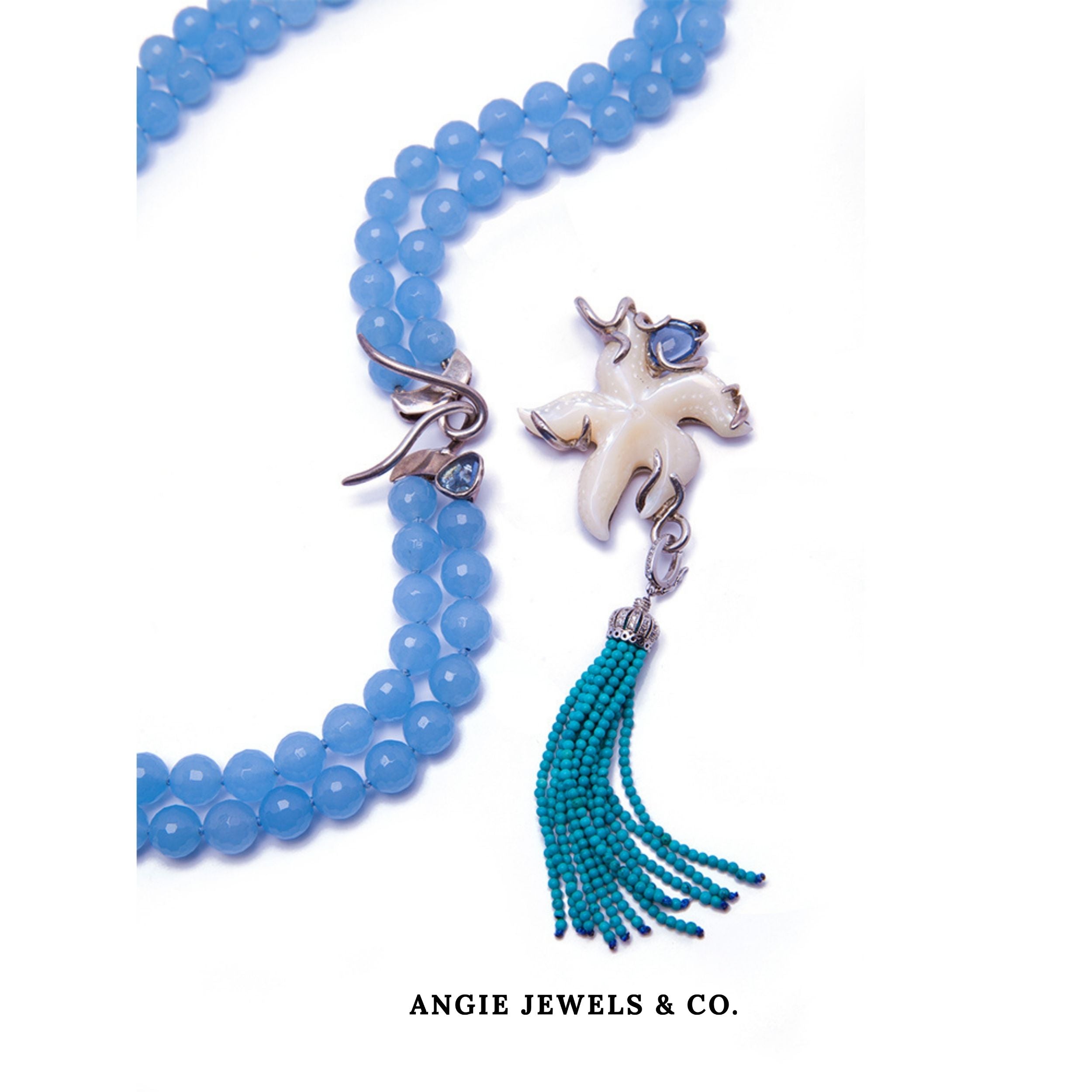 Blue Ocean Starfish Blue Topaz Necklace