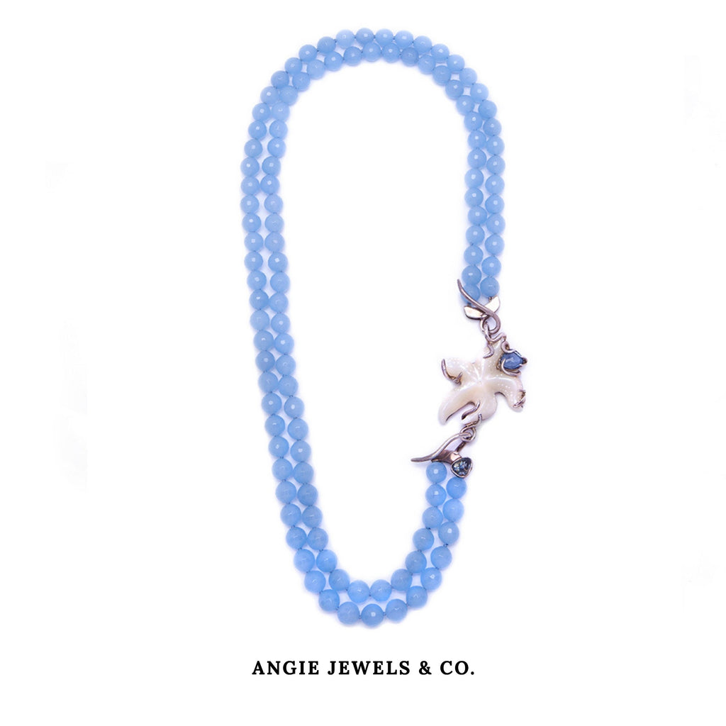 Blue Ocean Starfish Blue Topaz Necklace