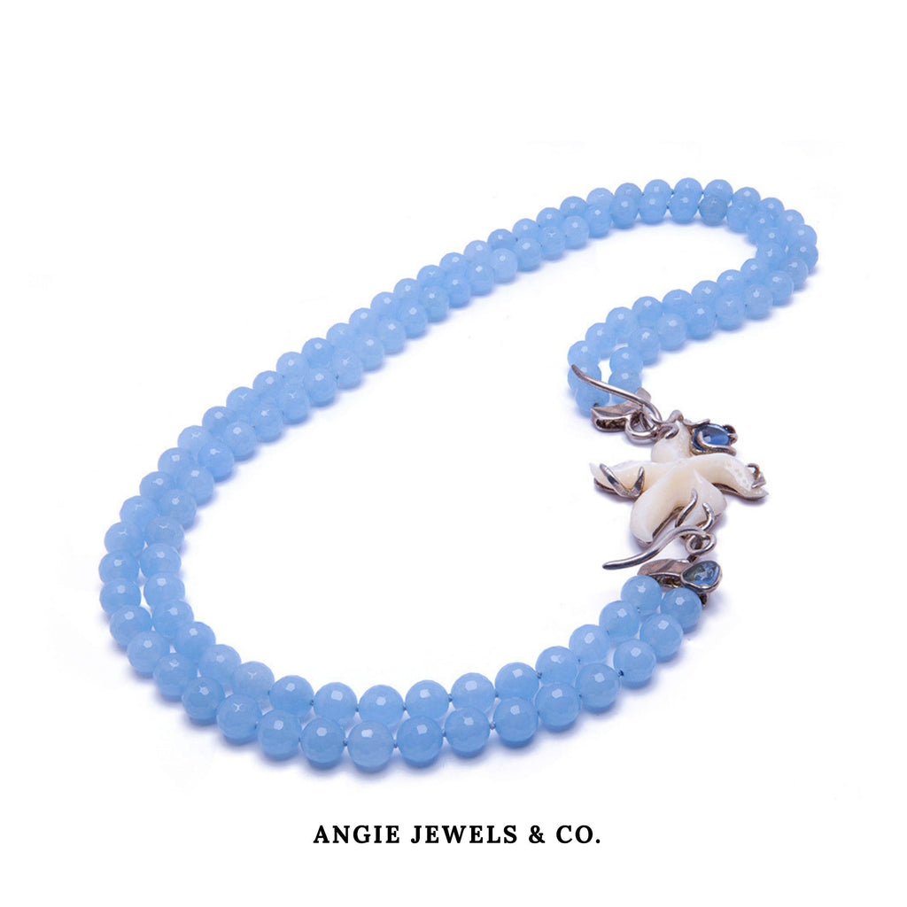 Blue Ocean Starfish Blue Topaz Necklace
