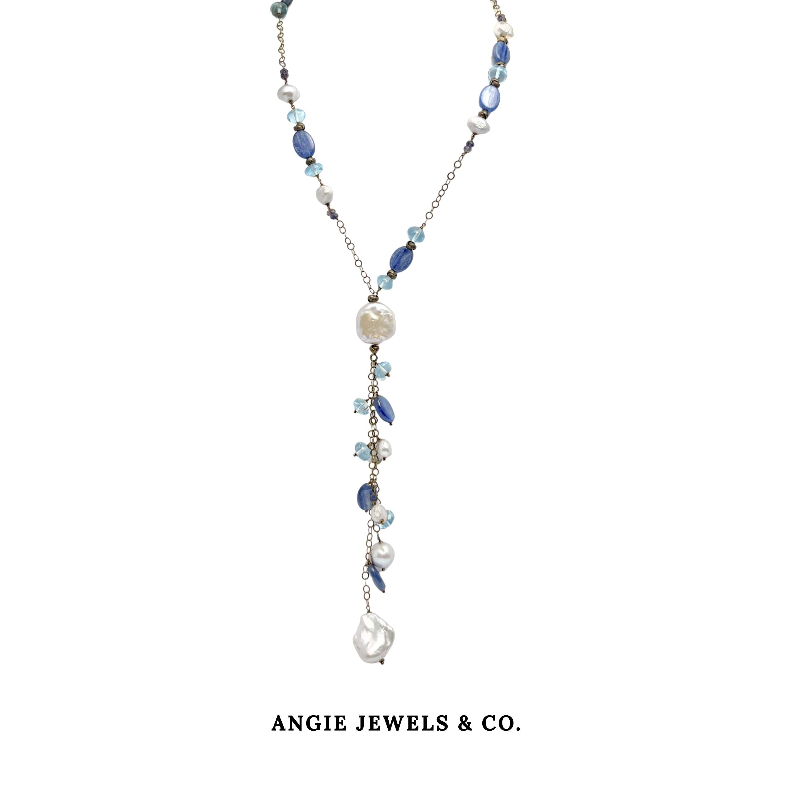 Hyoid Blue tone Briolette Twist Necklace