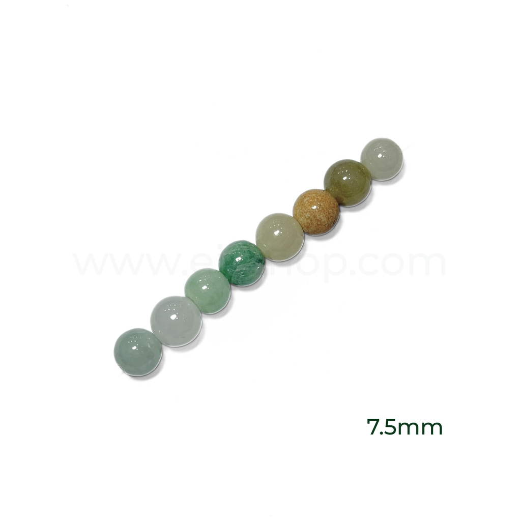 Round Burmese Jadeite 7.5mm, 10mm