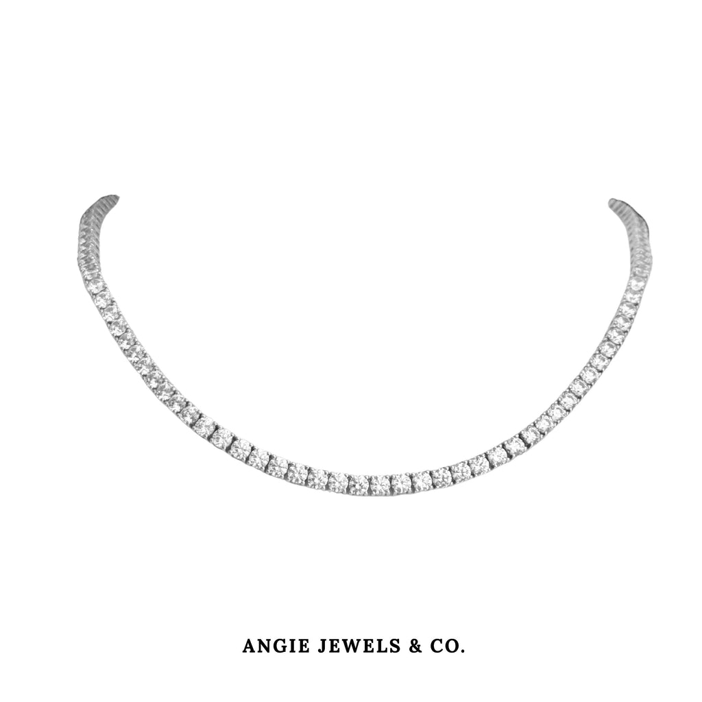Classic Princess Cut Tennis Necklace Made With Swarovski