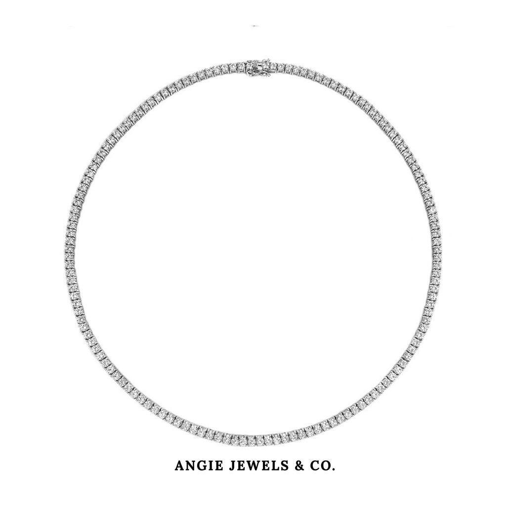Classic Princess Cut Tennis Necklace Made With Swarovski