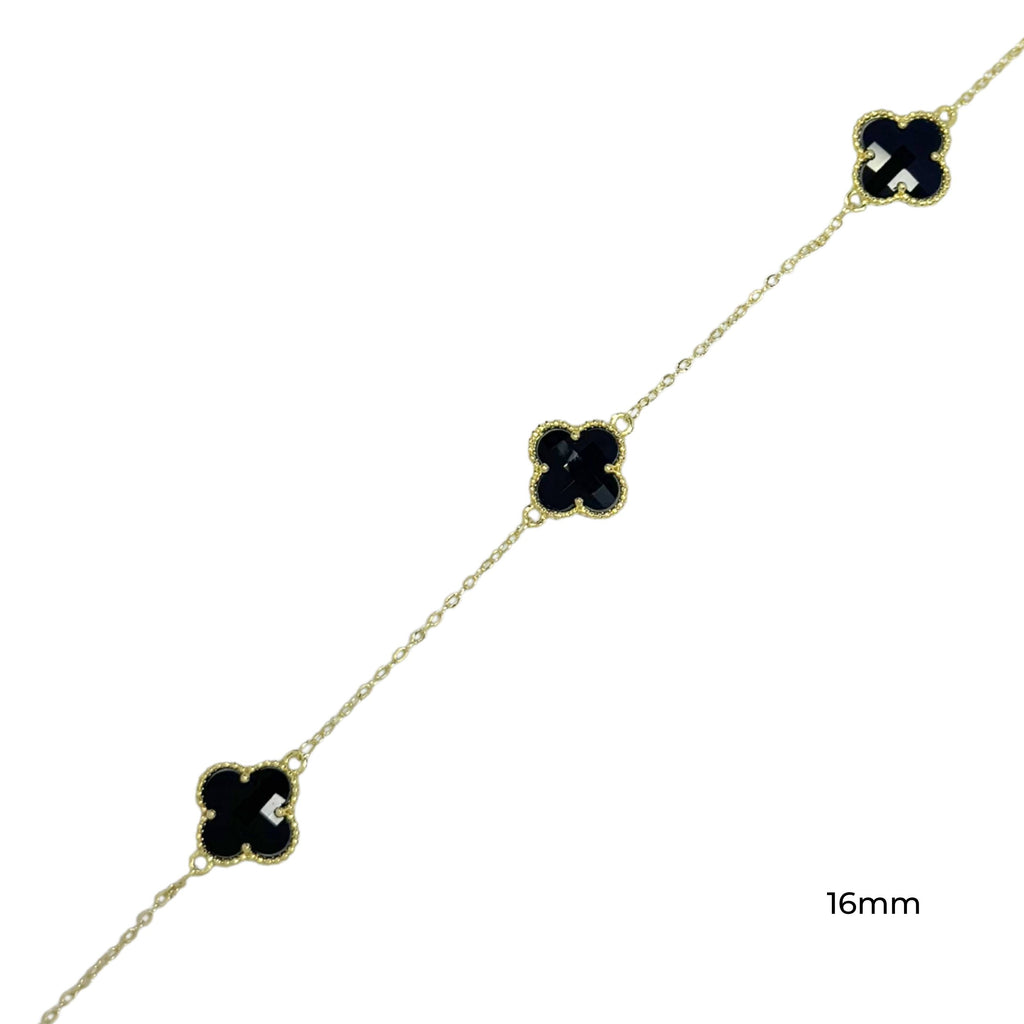 Clover Black Onyx Chain
