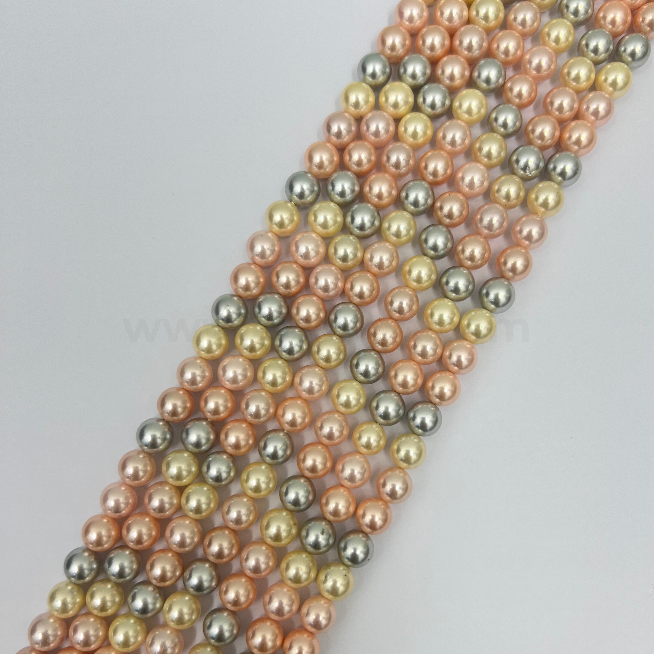 Cool Pastel Silver Yellow Pink Peach 9mm Shell Pearl