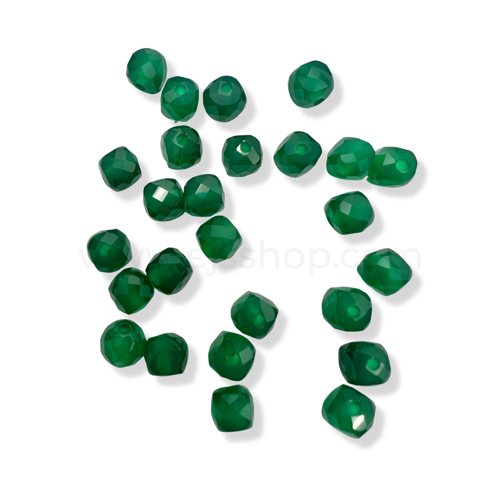 Cube Faceted Green Agate 5mmx5mm