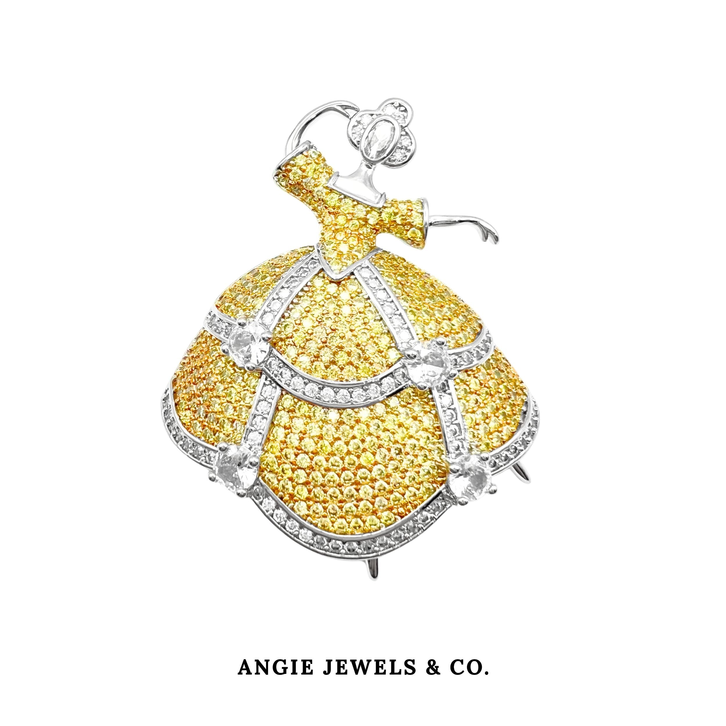 Dancing Princess in Yellow Brooch