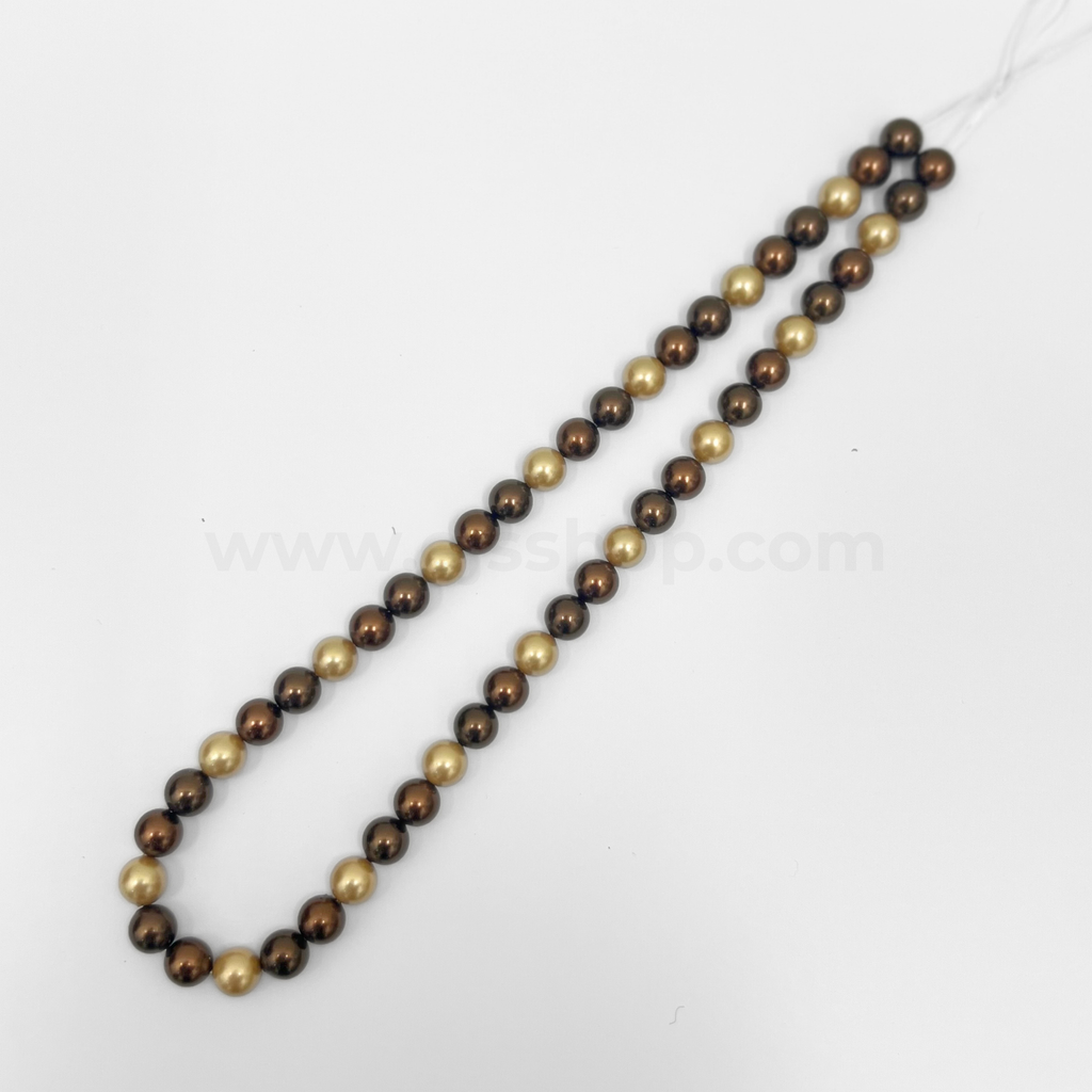 Dark Brown and Gold 8mm Multicoloured Shell Pearl