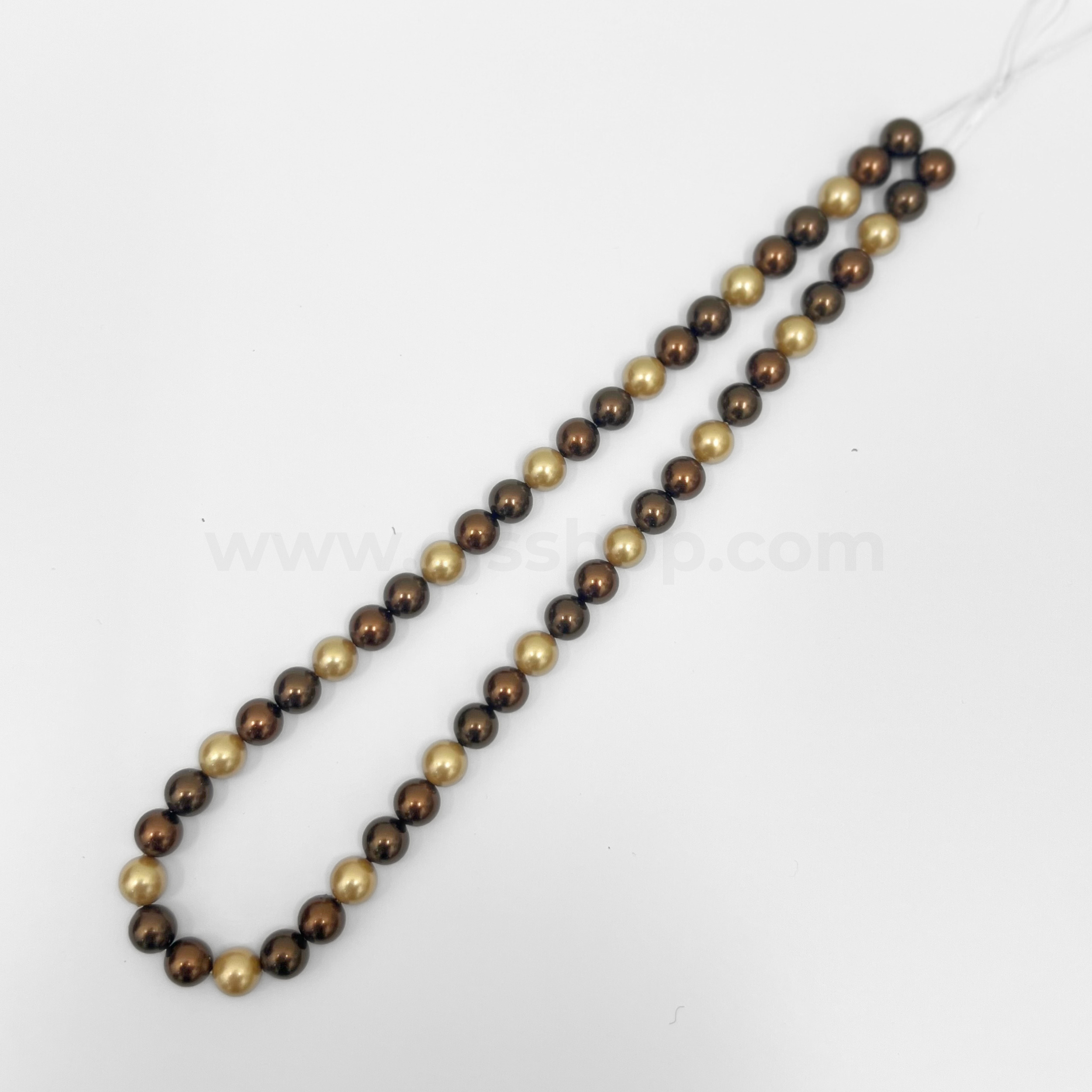 Dark Brown and Gold 8mm Multicoloured Shell Pearl