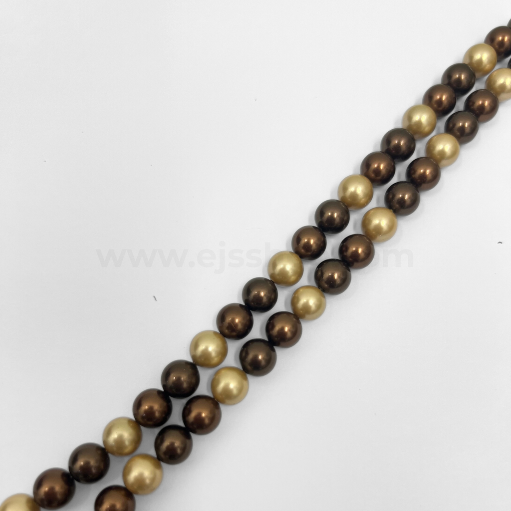 Dark Brown and Gold 8mm Multicoloured Shell Pearl