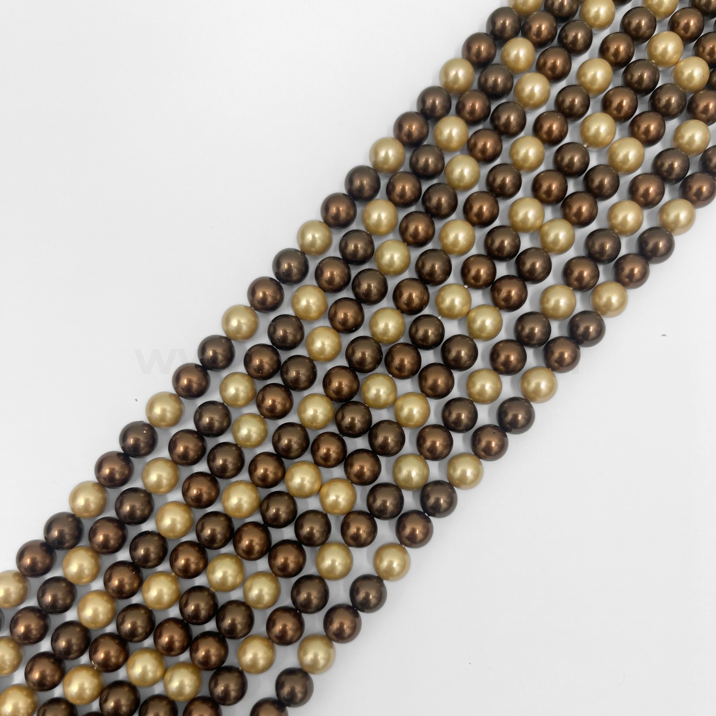 Dark Brown and Gold 8mm Multicoloured Shell Pearl