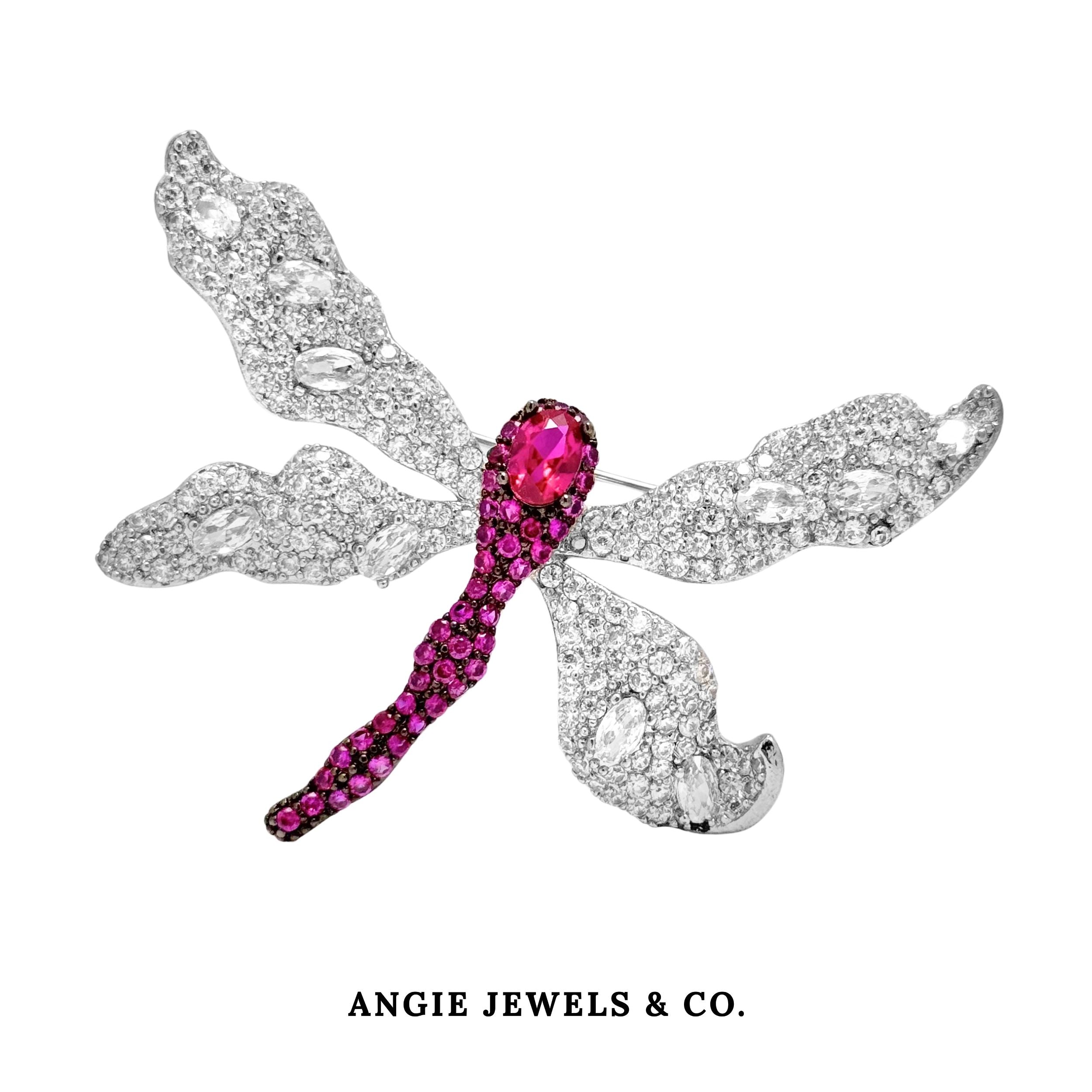 Dewdrop Pink Dragonfly Brooch