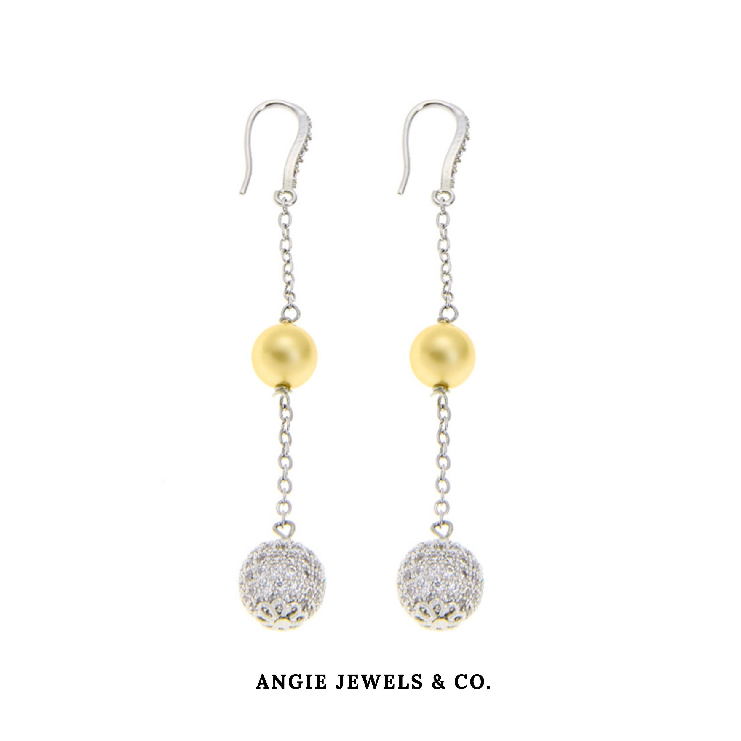 Drape Gold Swarovski Crystal Pearl Dangle Earrings