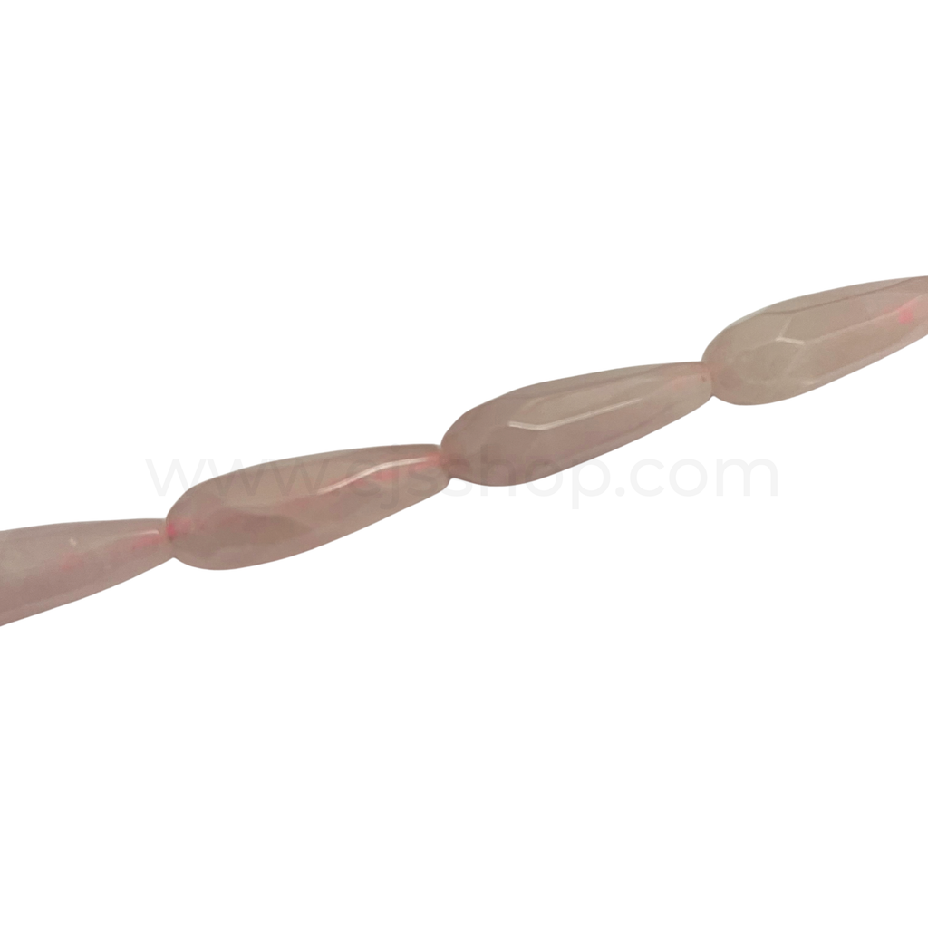 Faceted Teardrop Rose Quartz 30mmx10mm