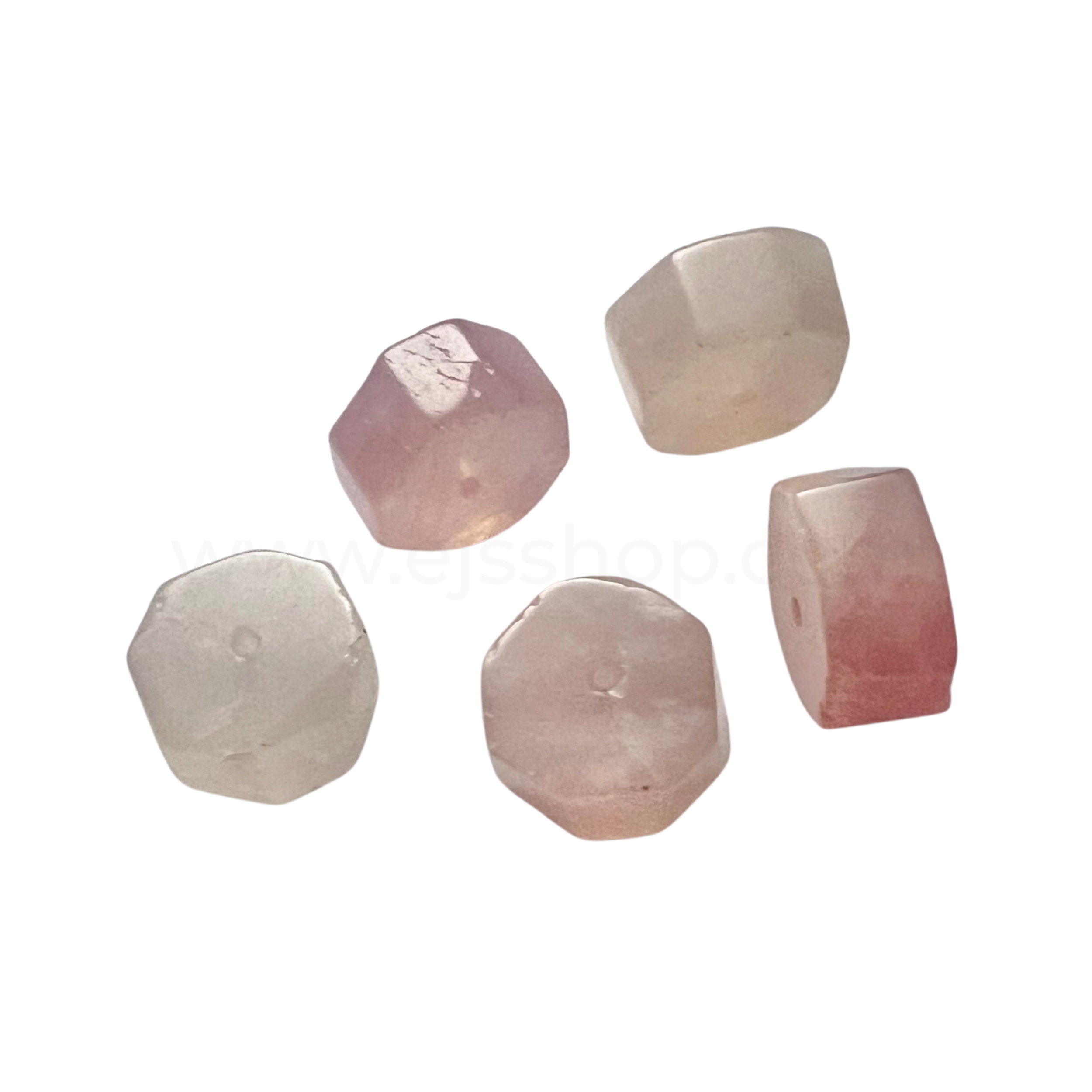 Bamboo Rondel Rose Quartz 7mmx13mm