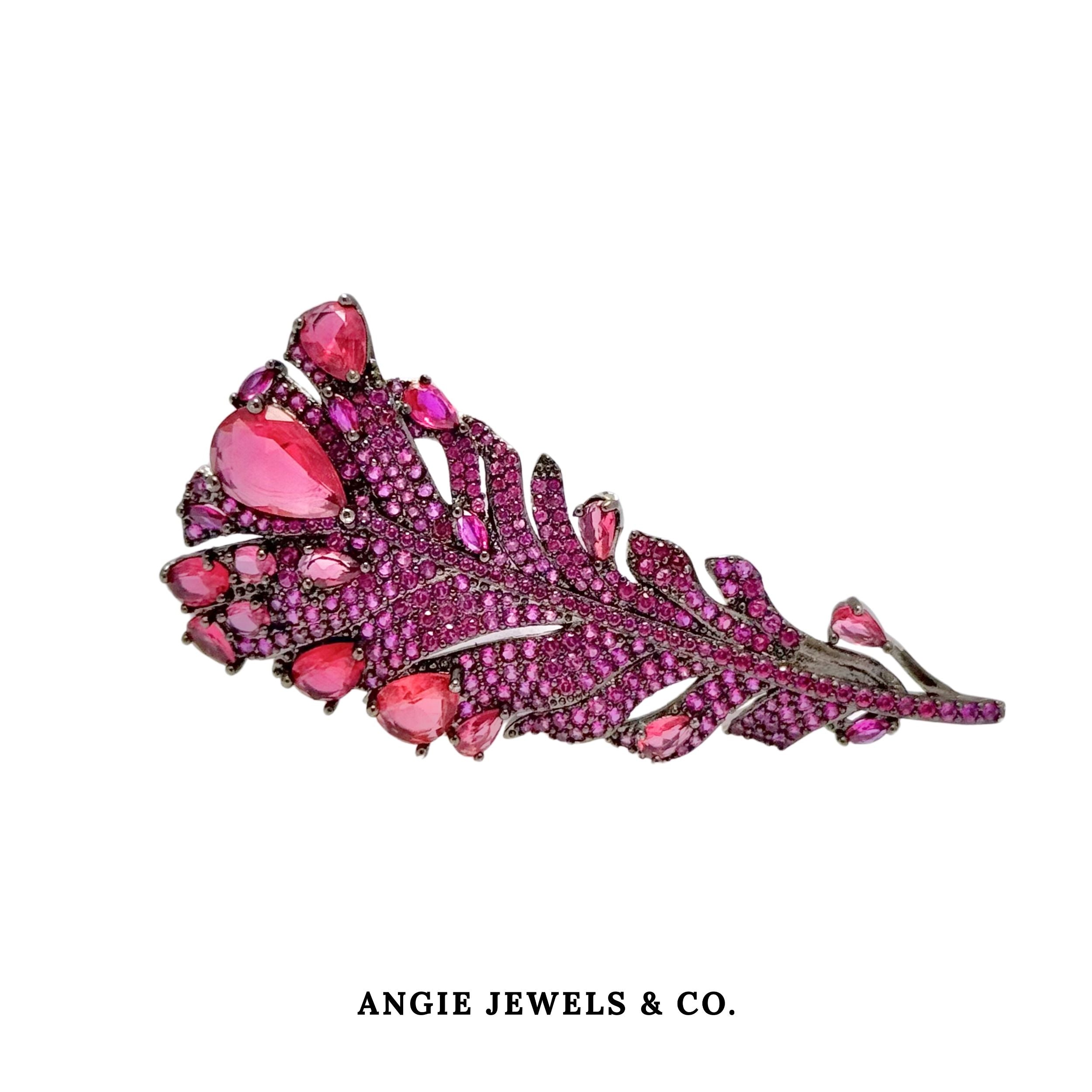 Finesse Pink Feather Brooch
