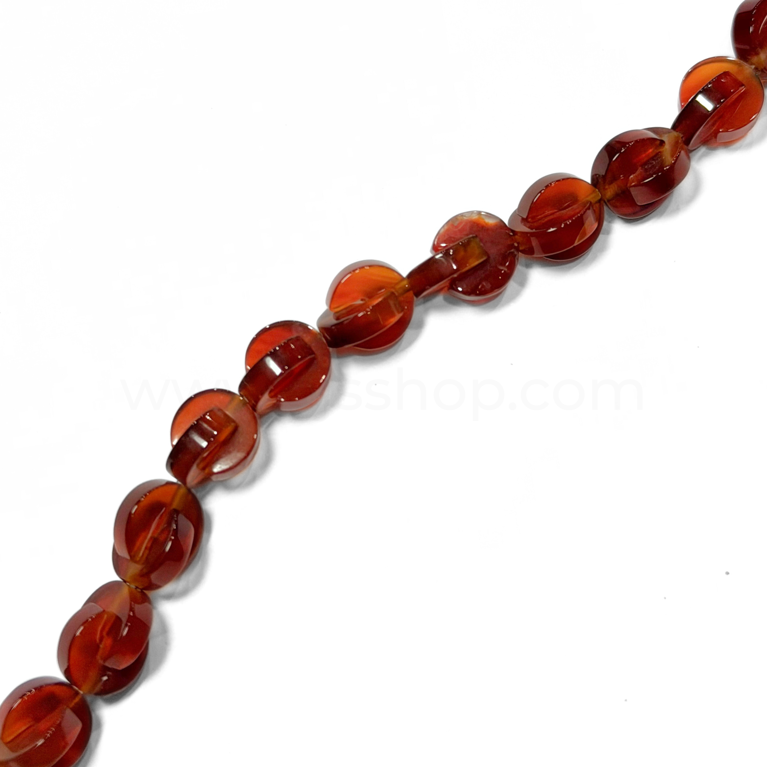 Flat Double Round Red Agate 8mm