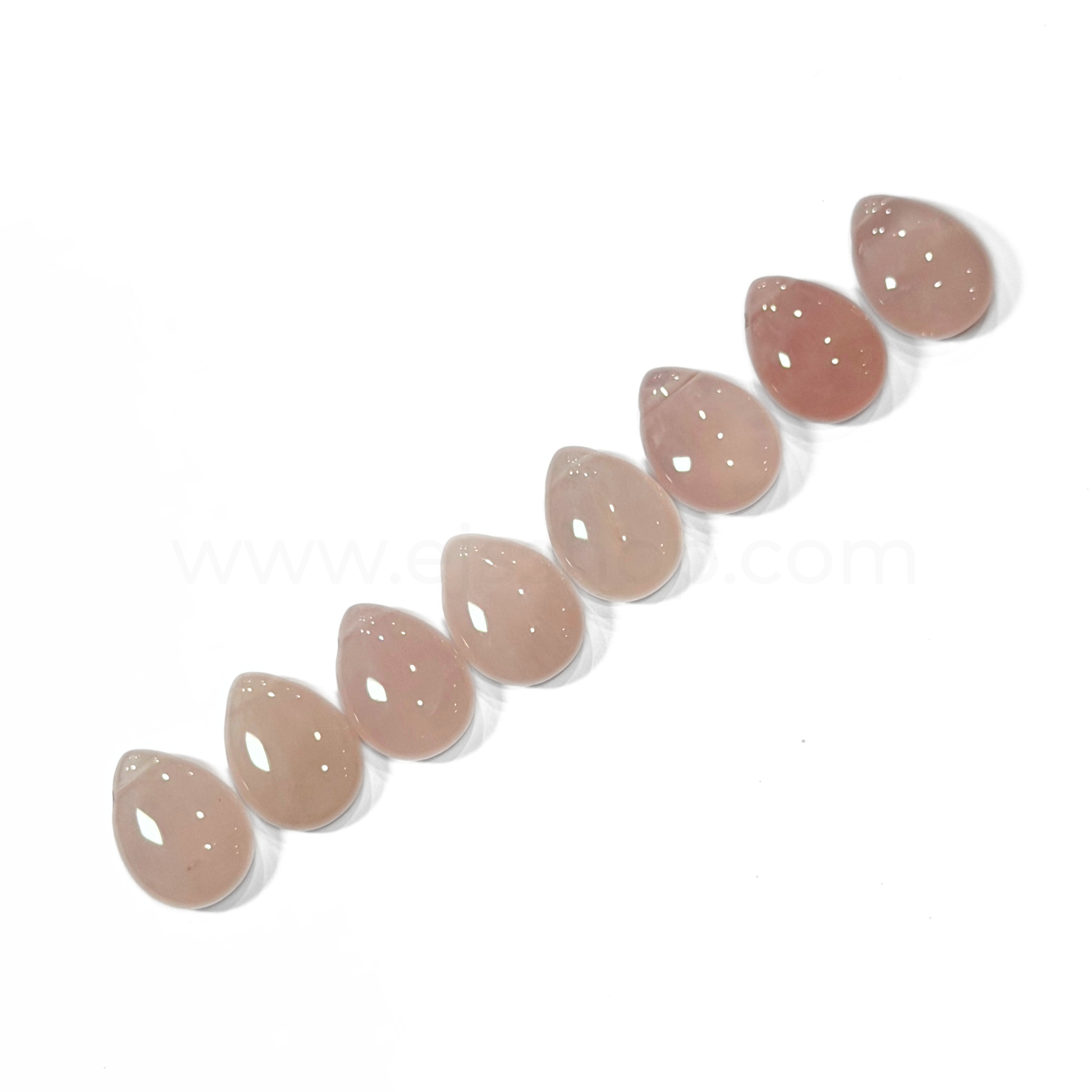 Flat Pear Shape Rose Quartz 13x18mm Side Drill Hole