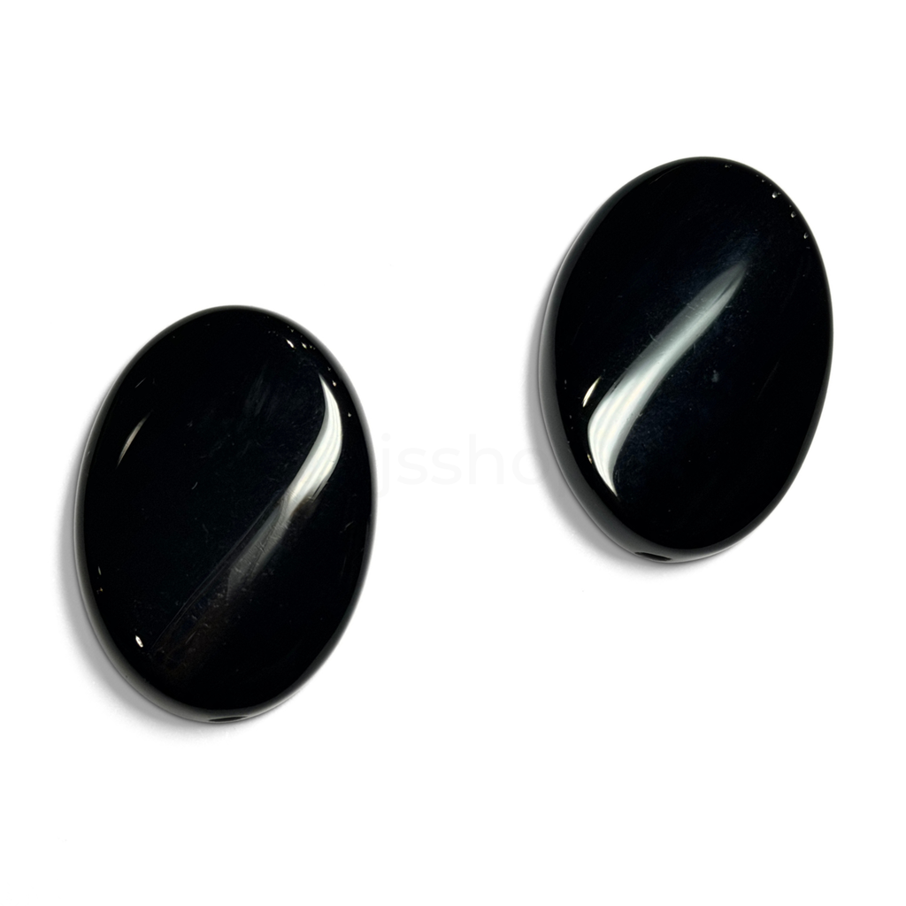 Flat Swirly Oval Black 22mmx30mm