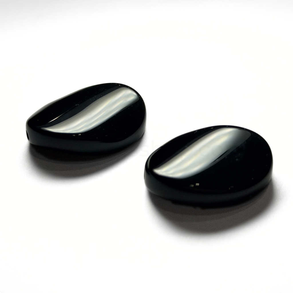 Flat Swirly Oval Black 22mmx30mm