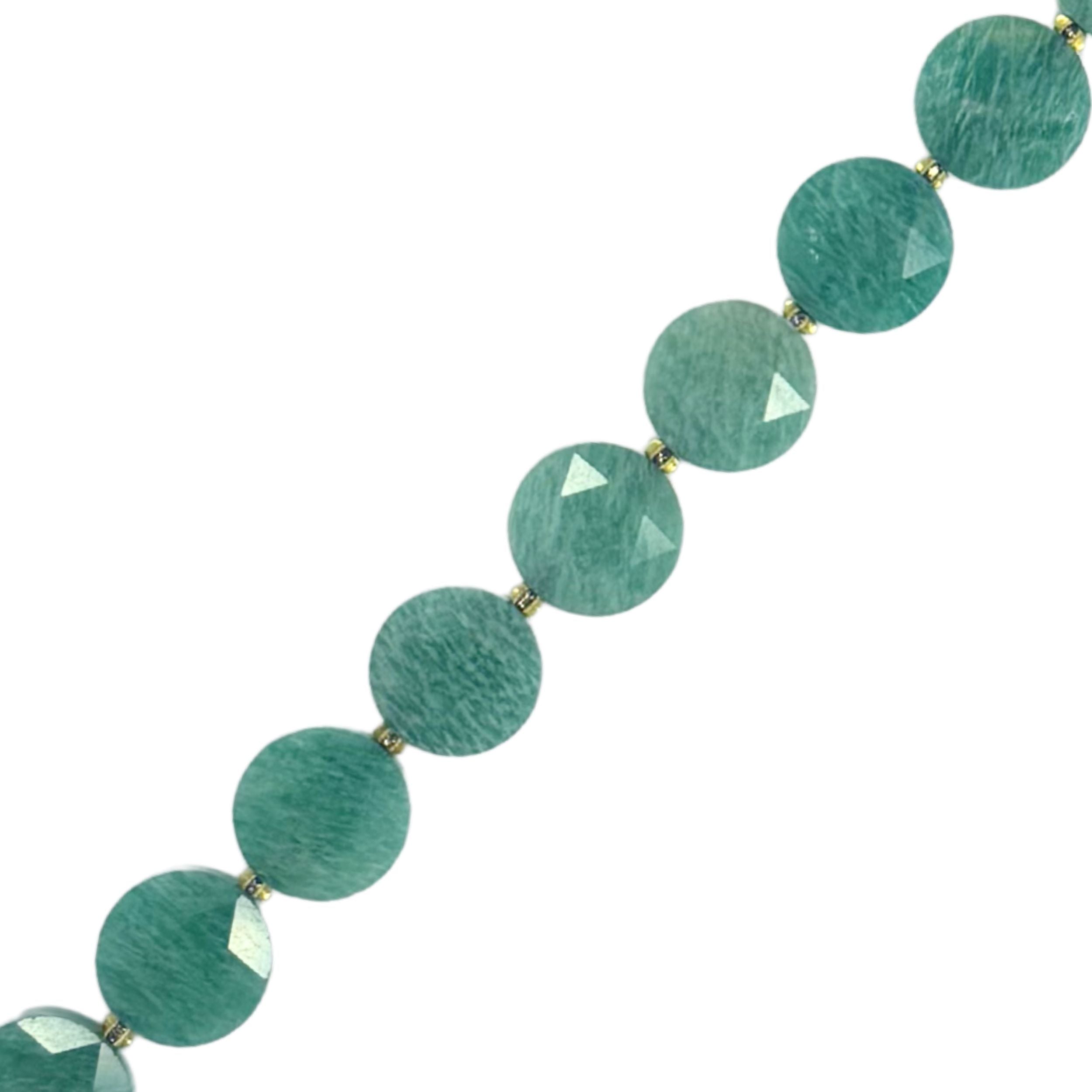 Flat Faceted Button Amazonite  15mm