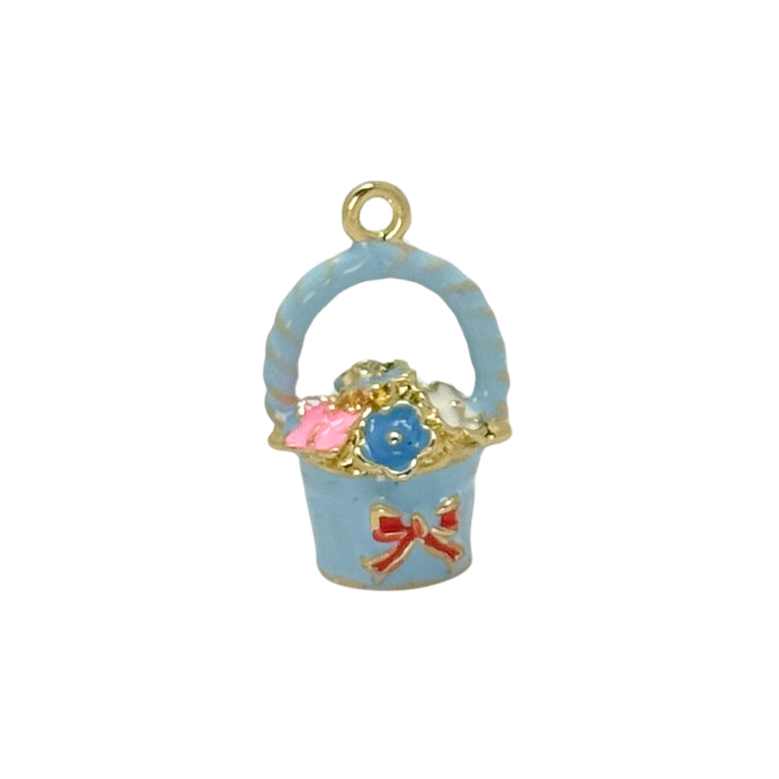 Flower Busket Charm Blue