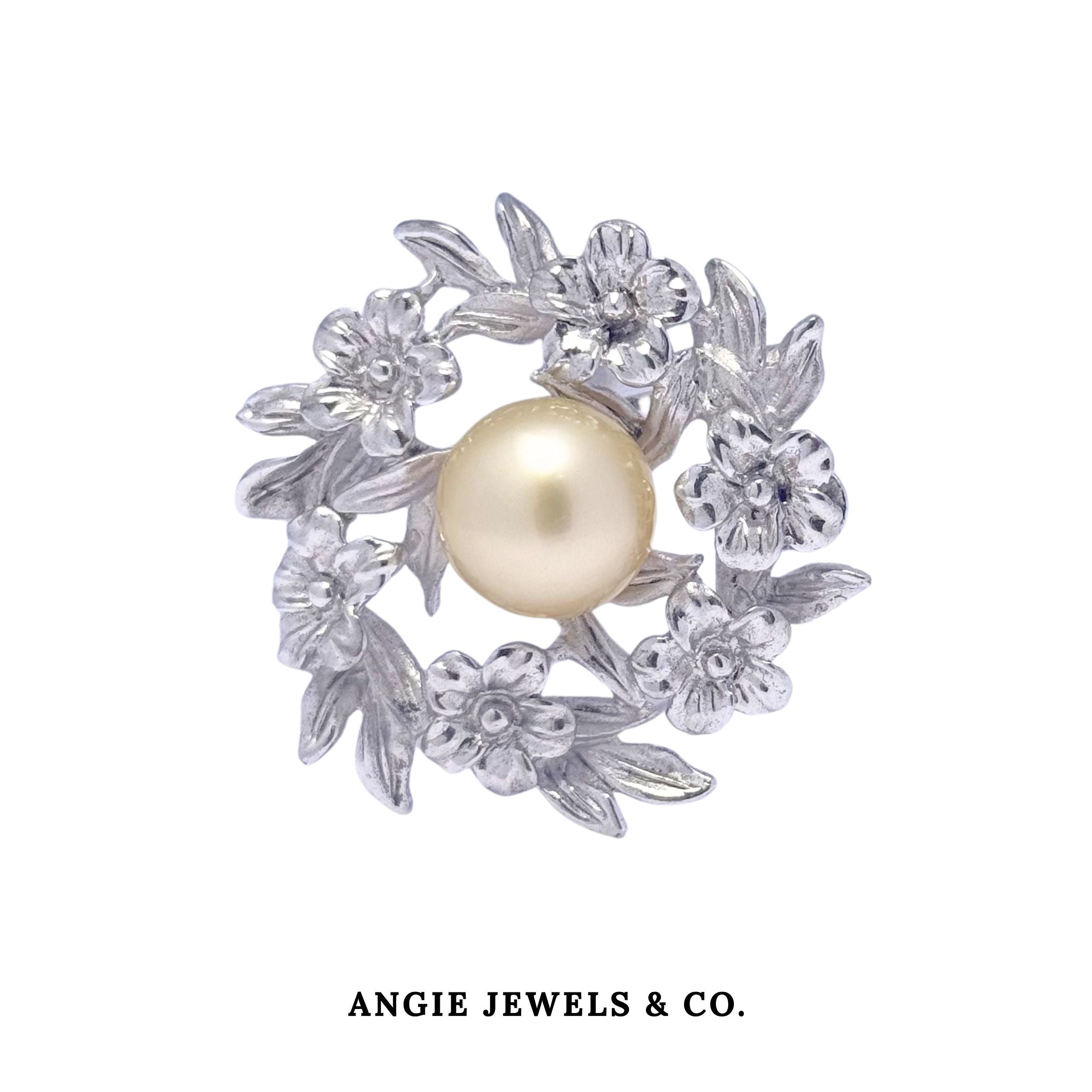 Flower Goldern South Sea Pearl Brooch