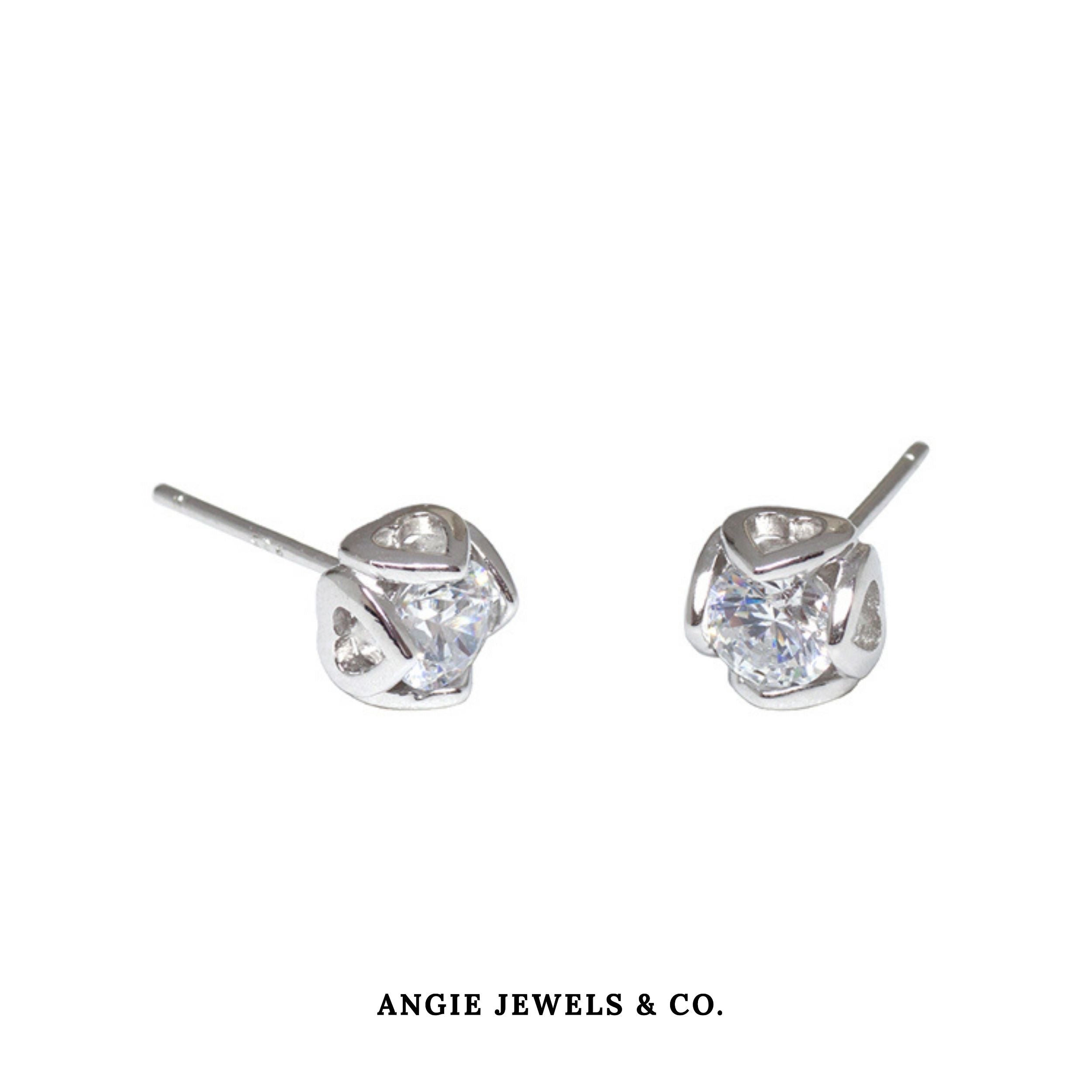 Four Heart Stud Earrings made with Swarovski Zirconia