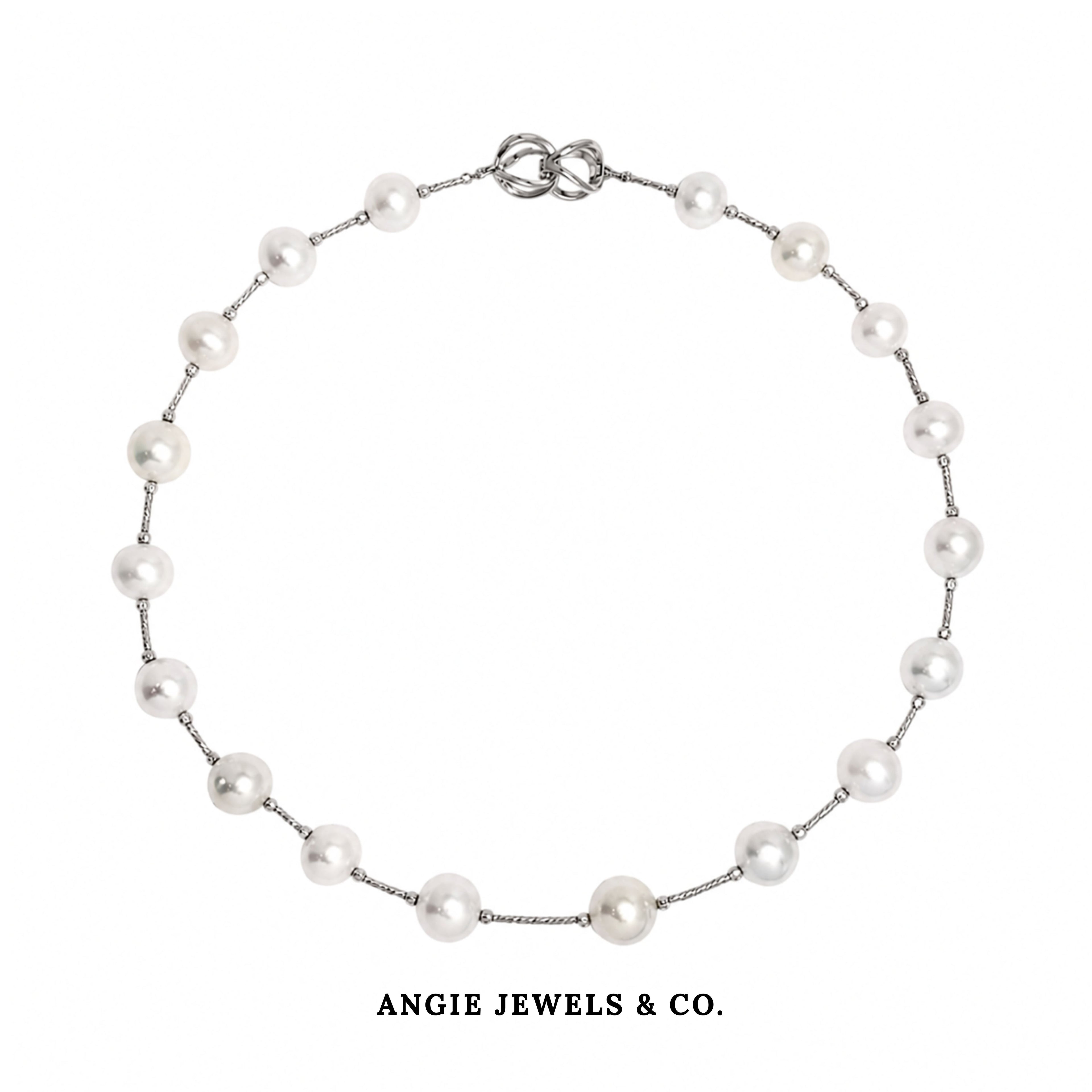 Freshwater Pearl Silver Tube Necklace with Sterling Silver Clasp