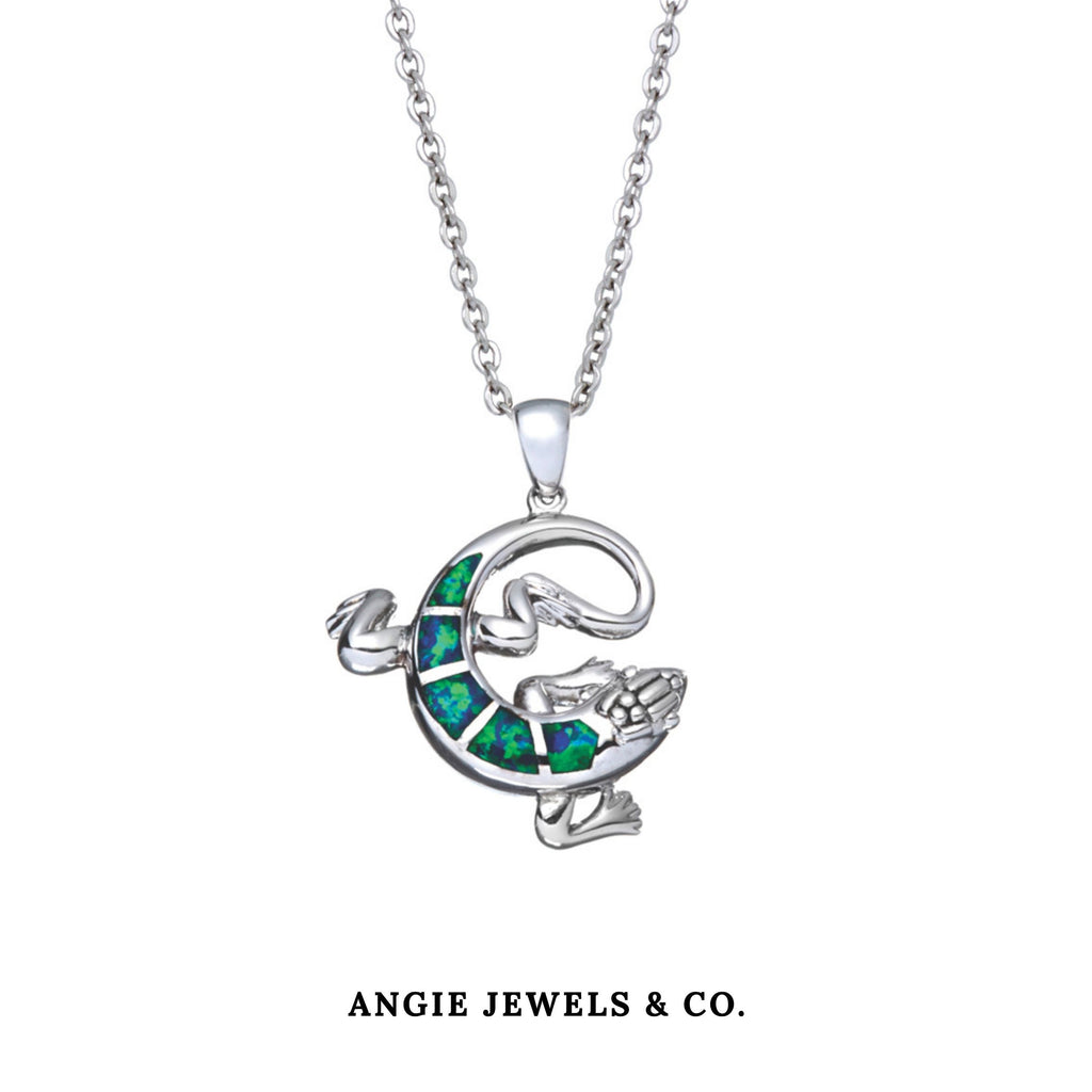 Geckos Enamel Pendent Necklace