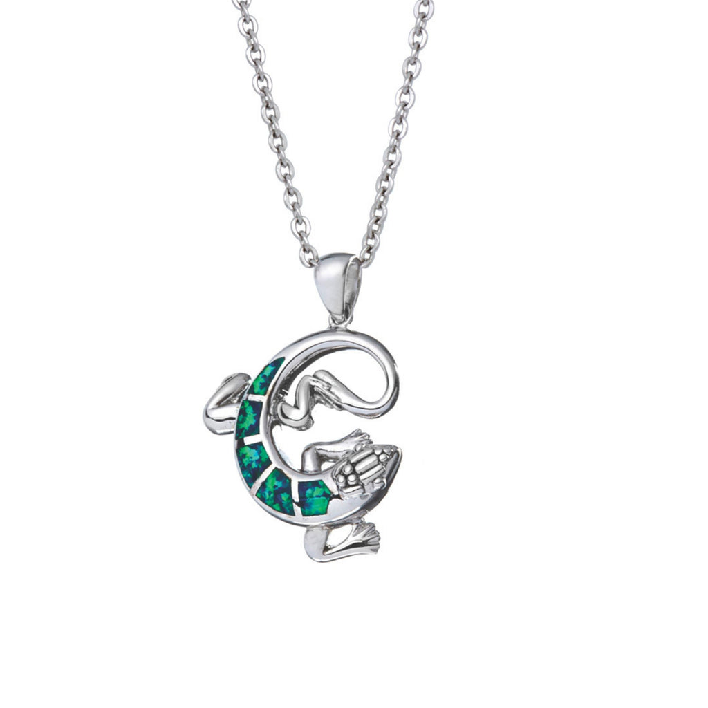 Geckos Enamel Pendent Necklace