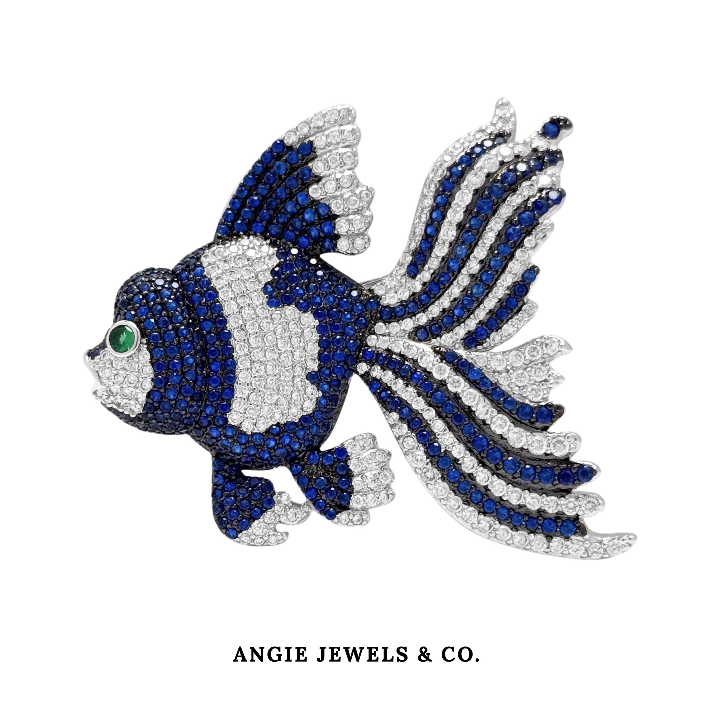 GoldFish in Blue Brooch