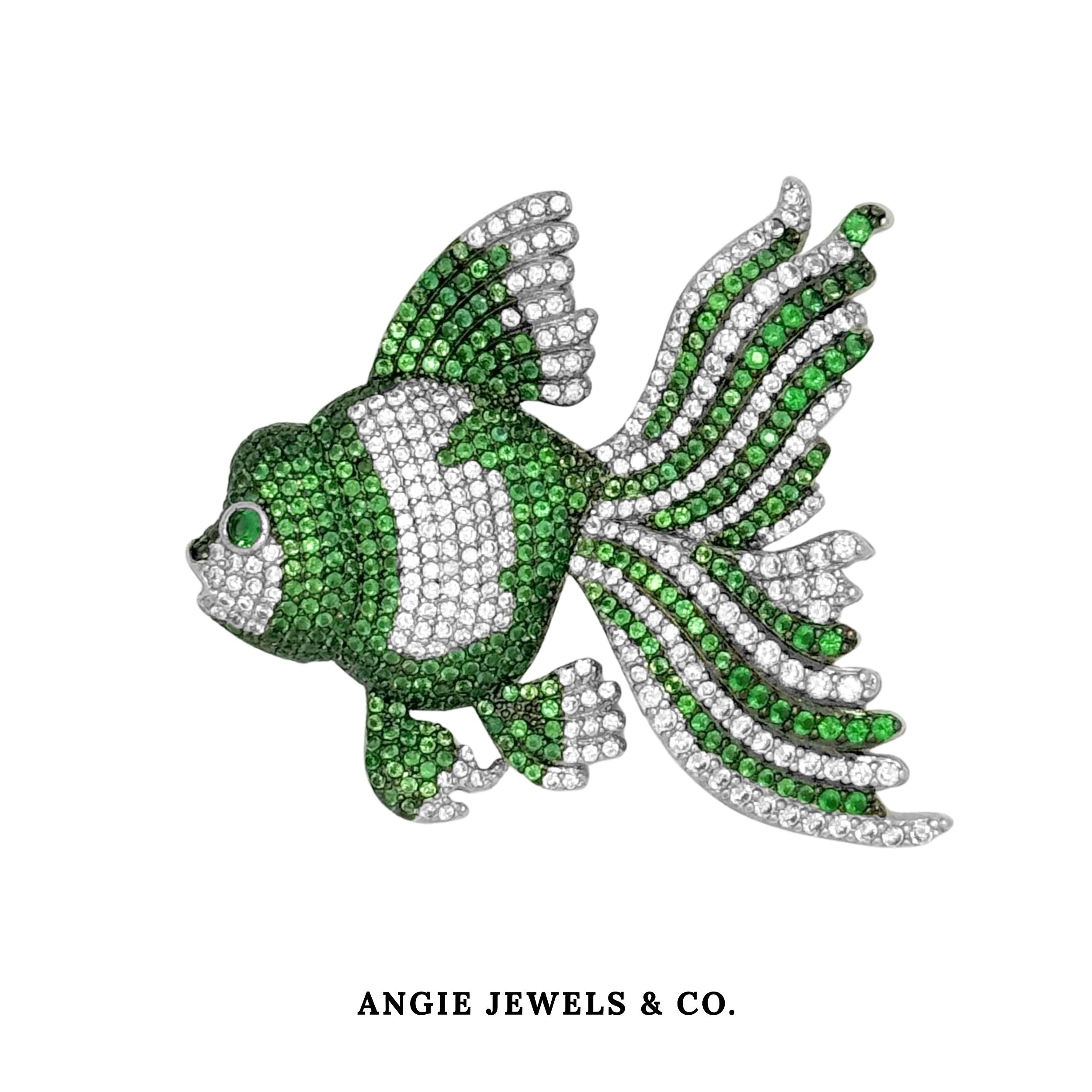 GoldFish in Green Brooch