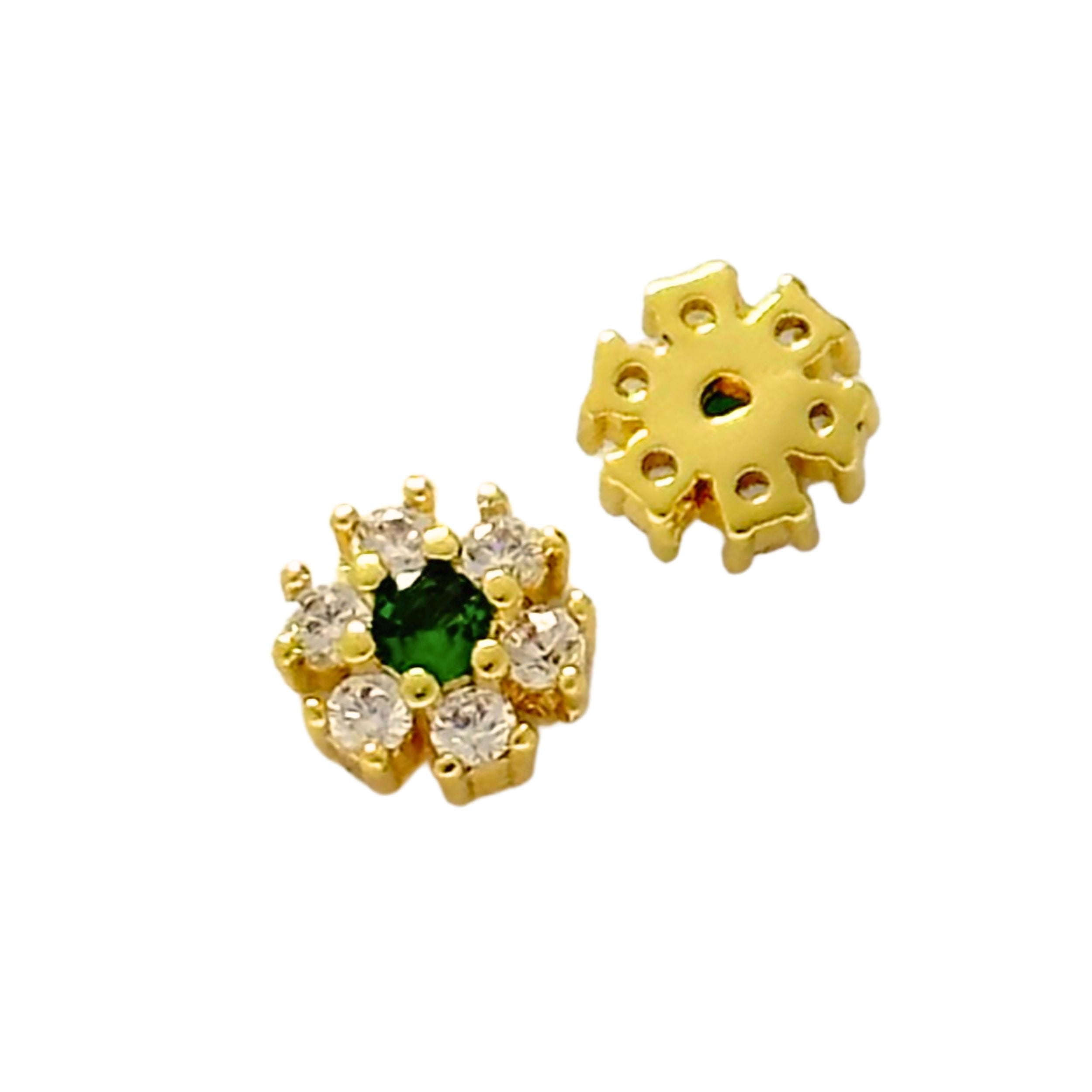 Gold Flower Diamante Spacer Green 7.3mm