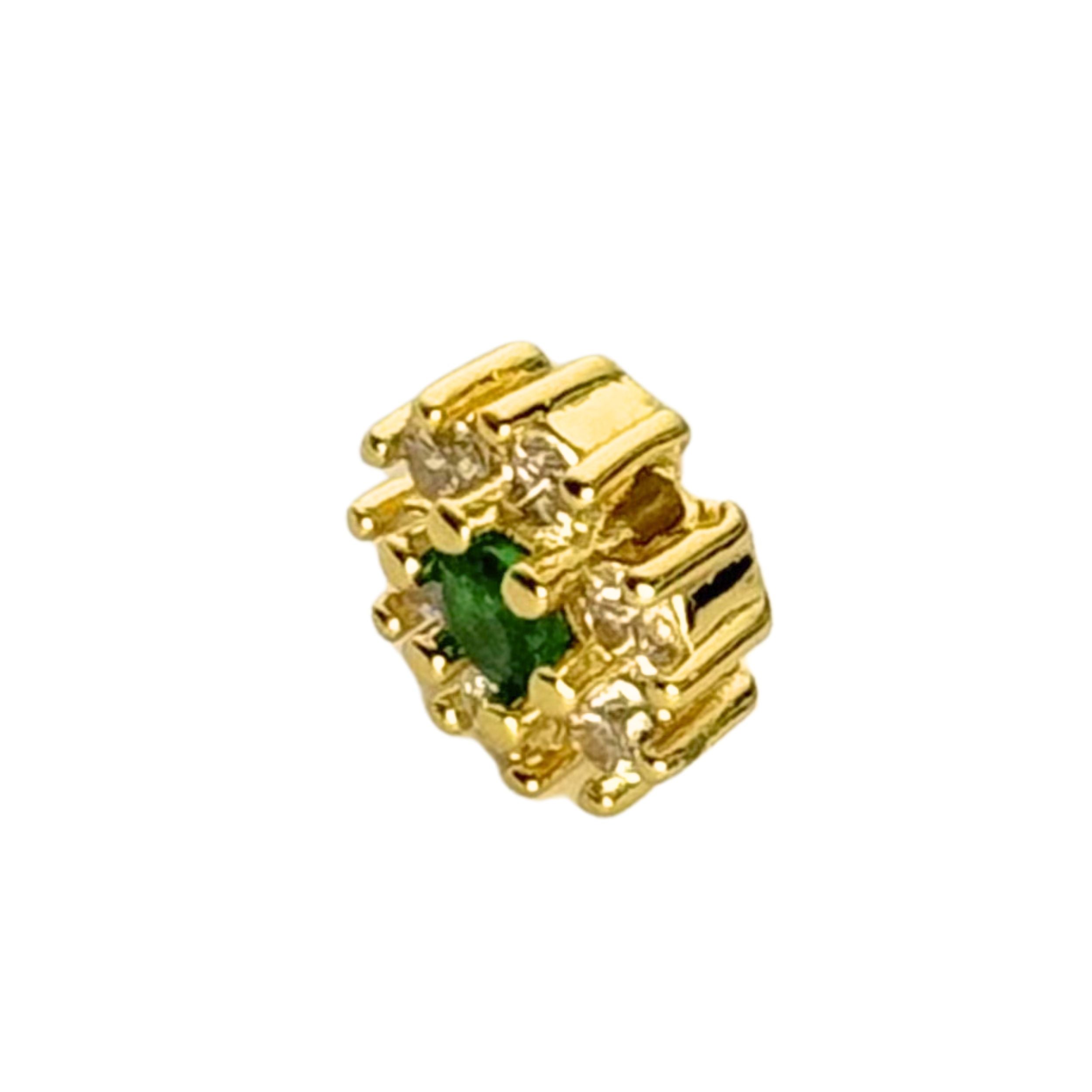 Gold Flower Diamante Spacer Green 7.3mm