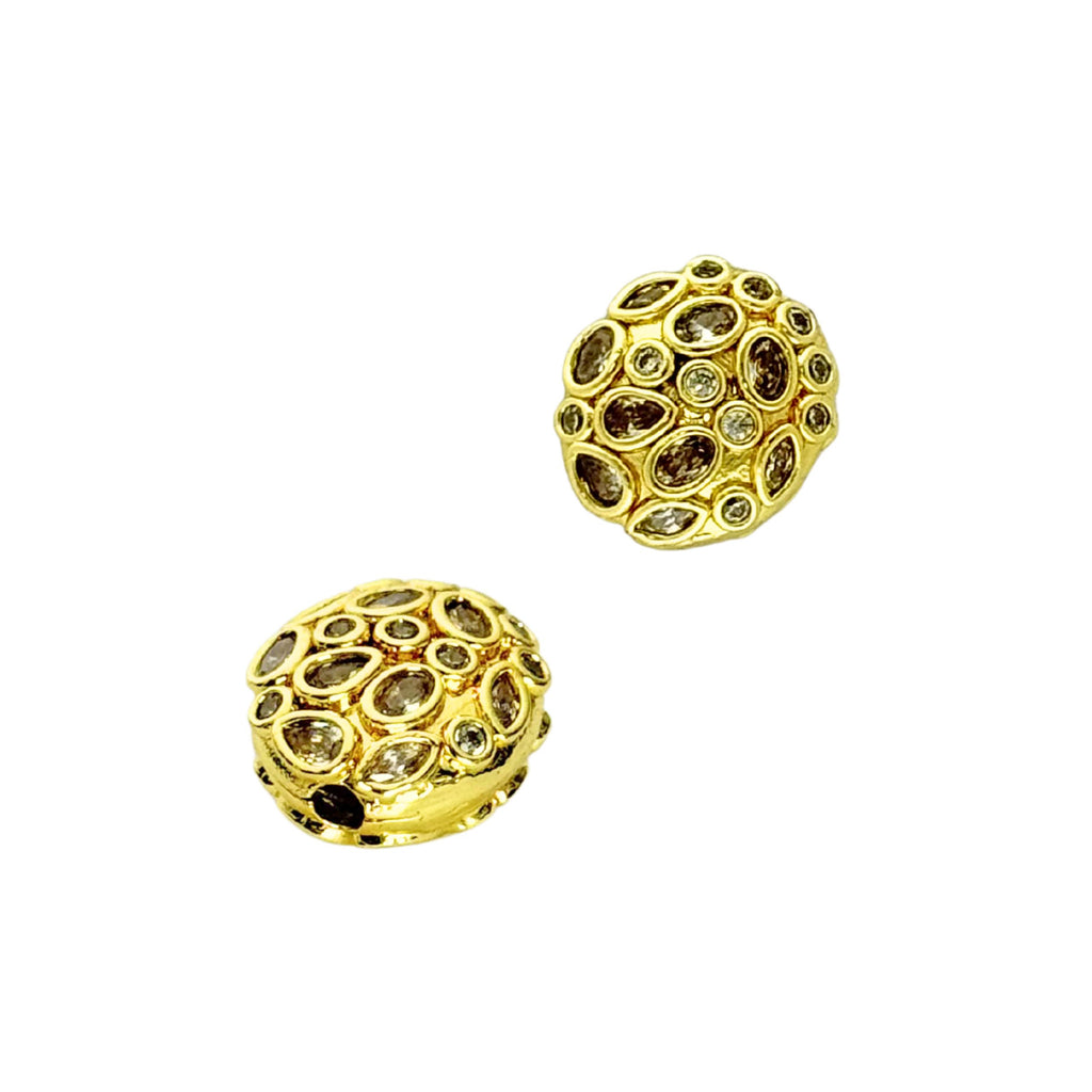 Gold Pave Disc Spacer 11.7×13.5mm