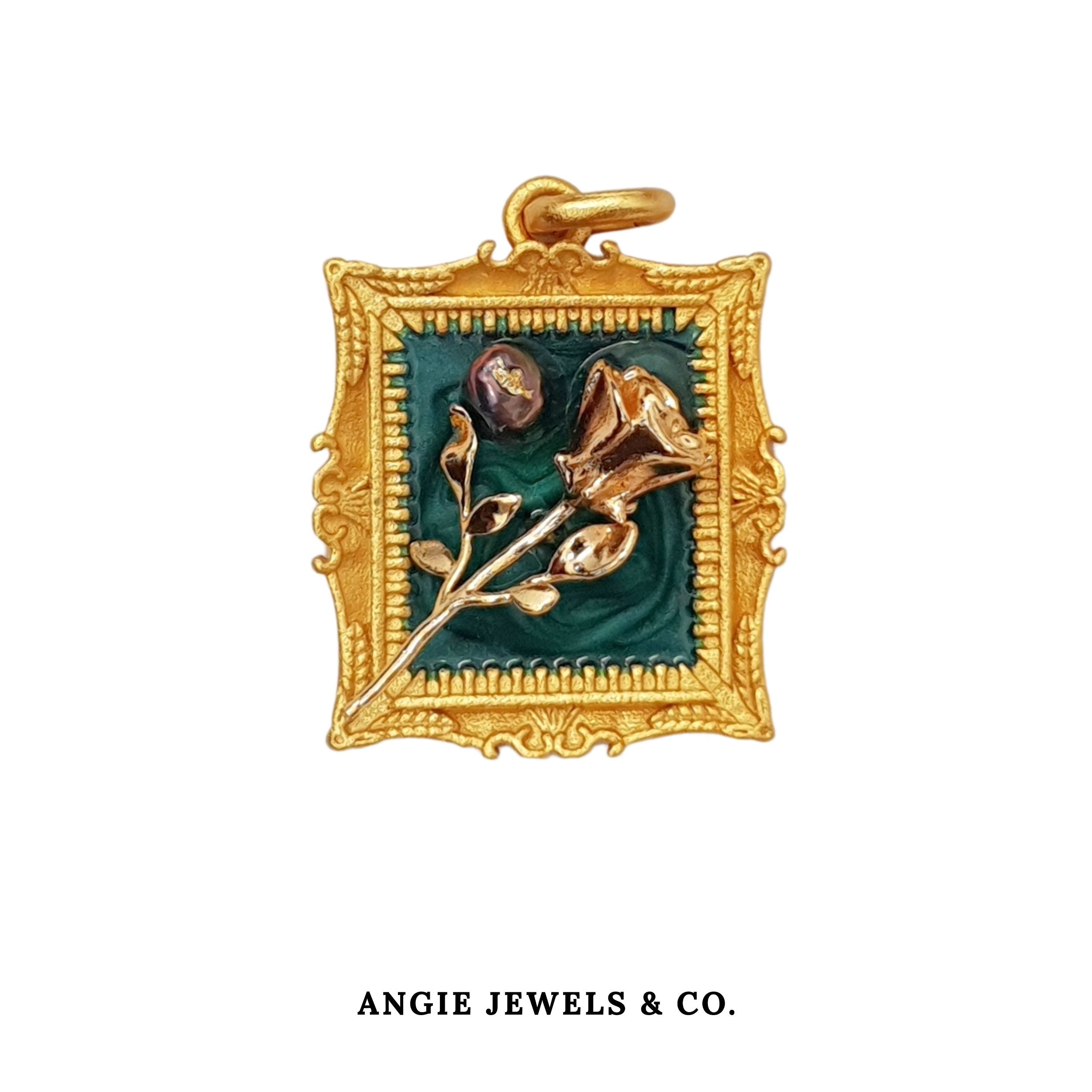 Gold Rose Frame Brooch