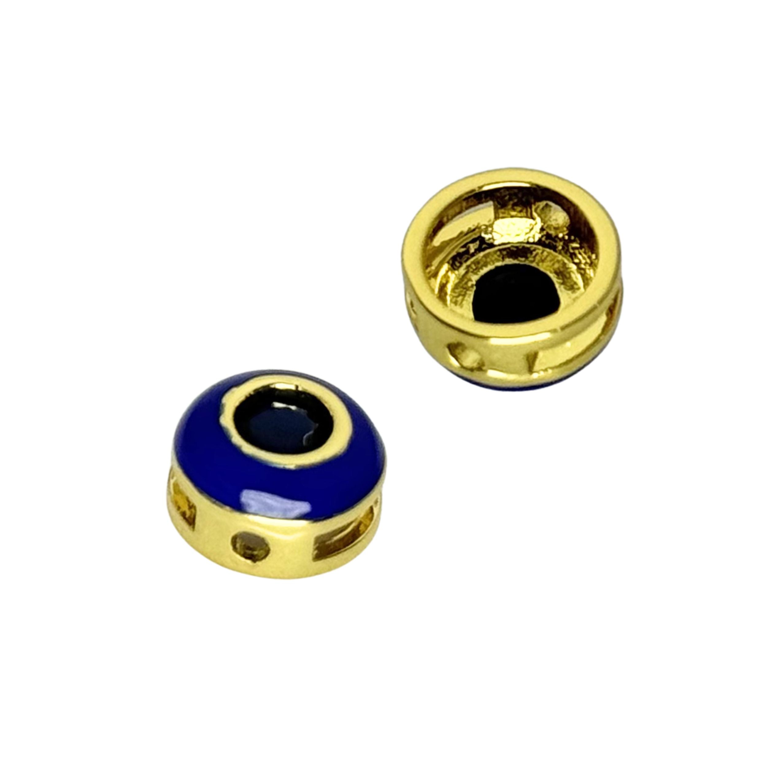 Gold Round Diamante Spacer Blue 8×8mm