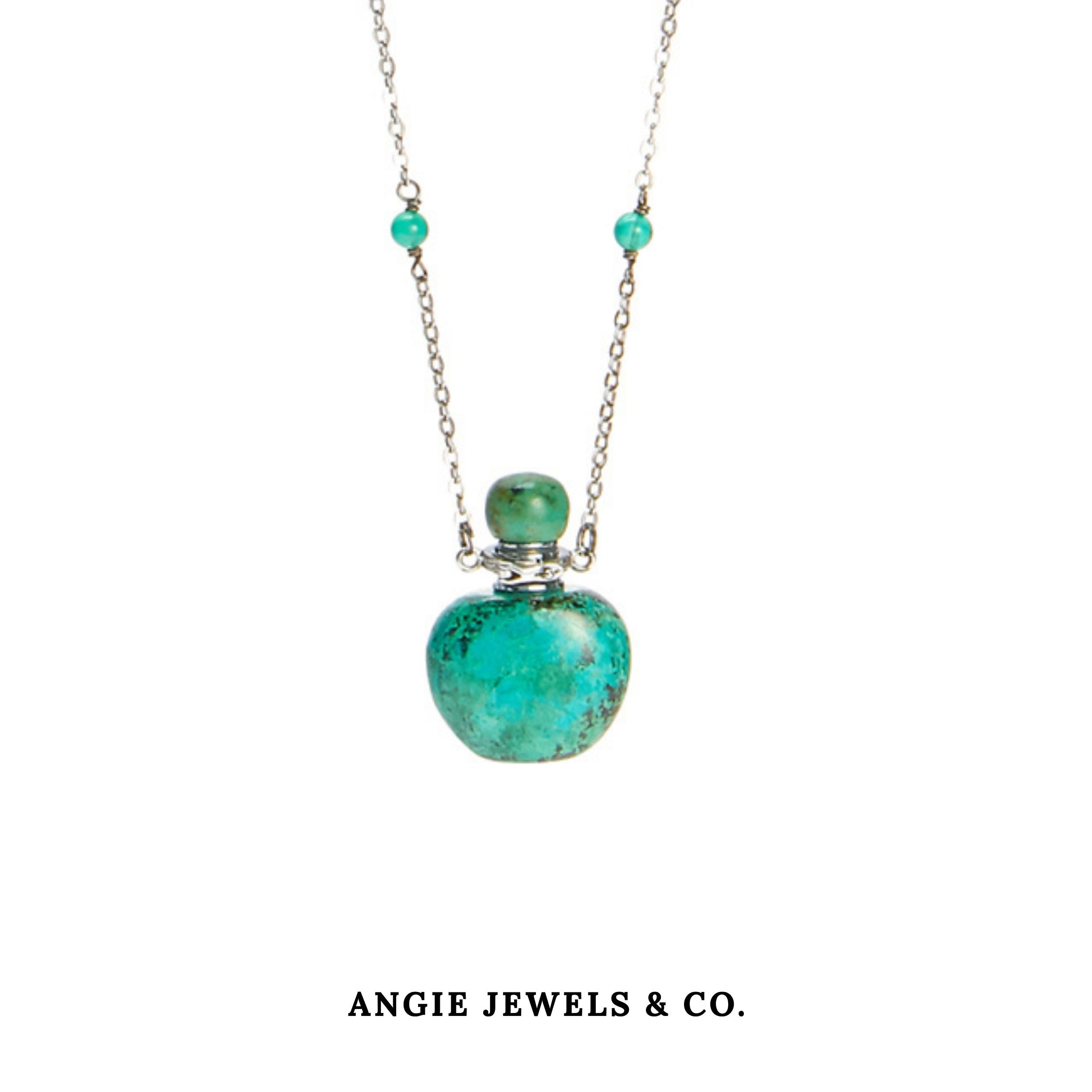 Green Agate Aromatherapy Pendant Necklace Crystal