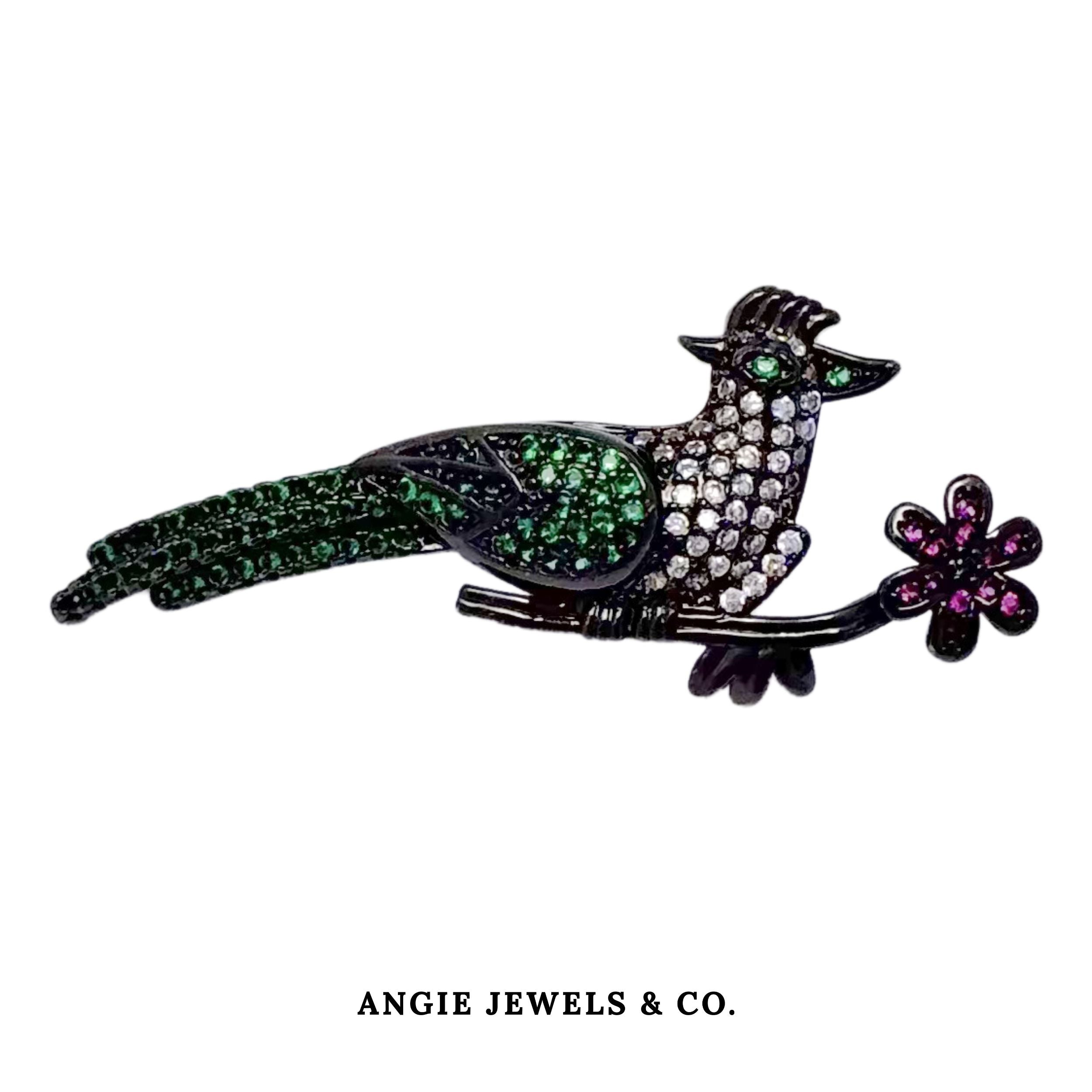 Green Bird Brooch