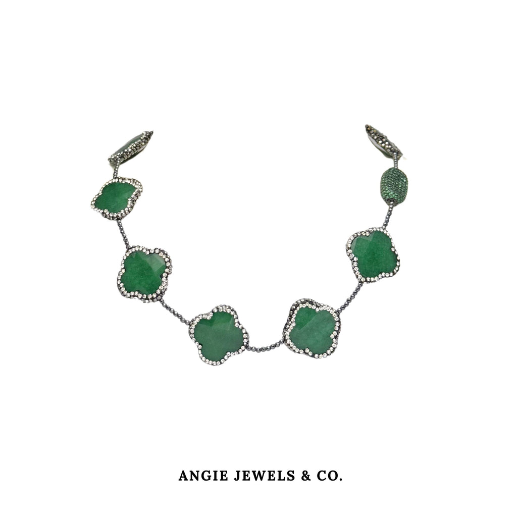 Green Lucky Clover Necklace