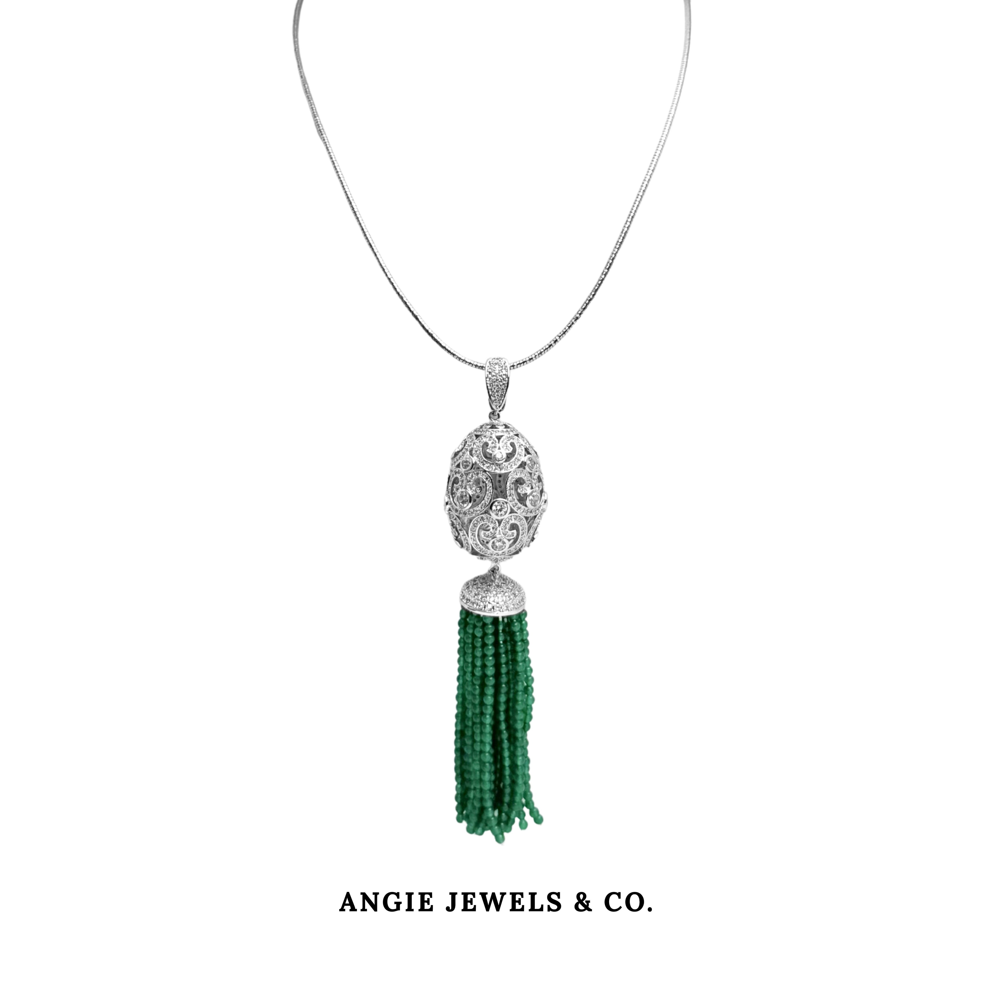 Green Tassel Pendant Necklace