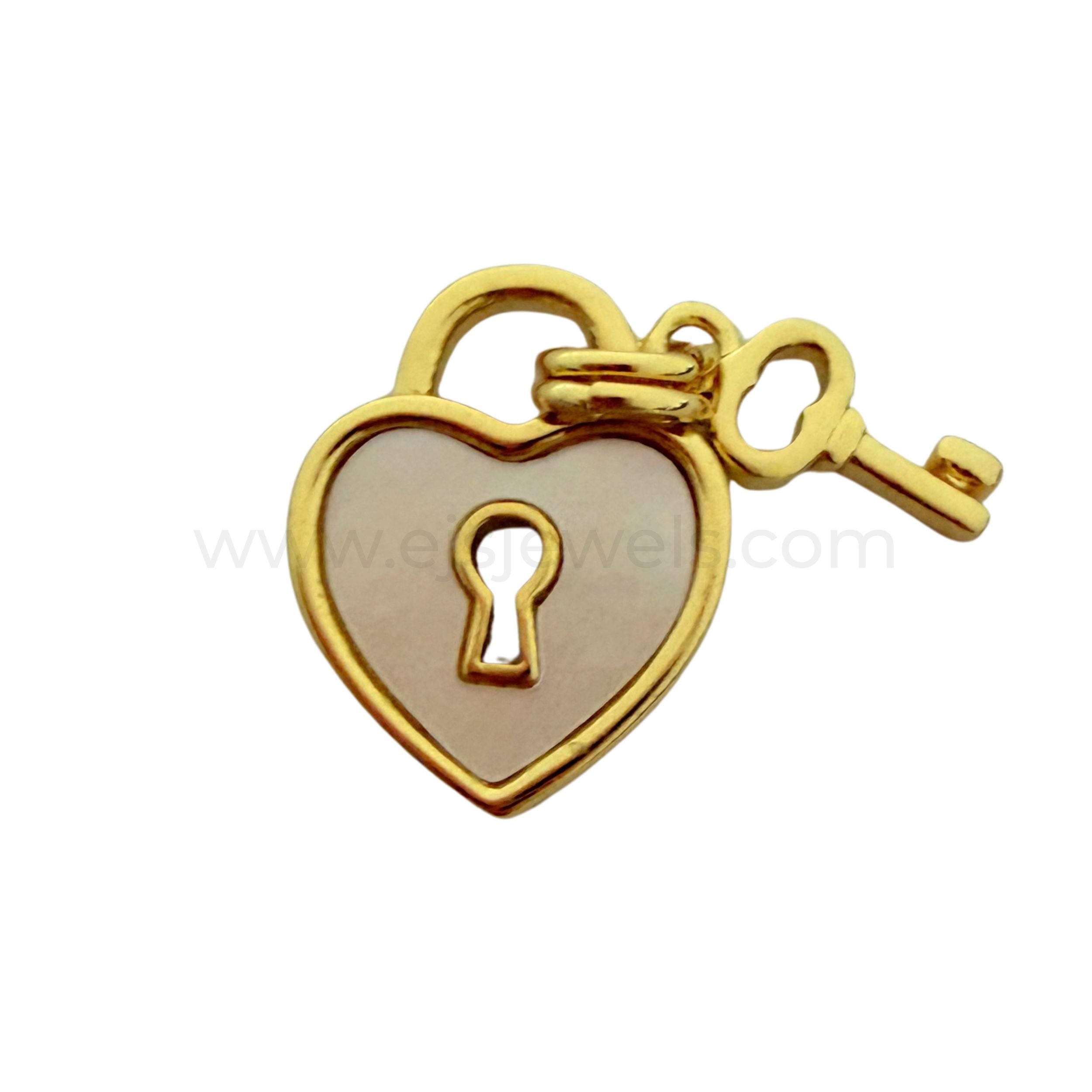 Heart Locker Mother of Pearl Shell Pendant Gold