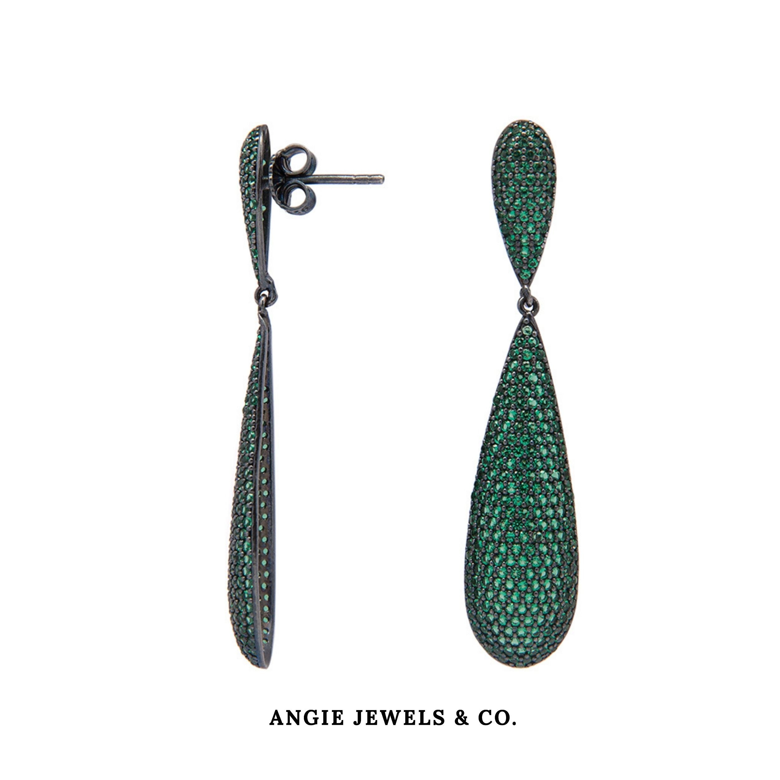 Hollow Green Drop Dangle Stud Earrings